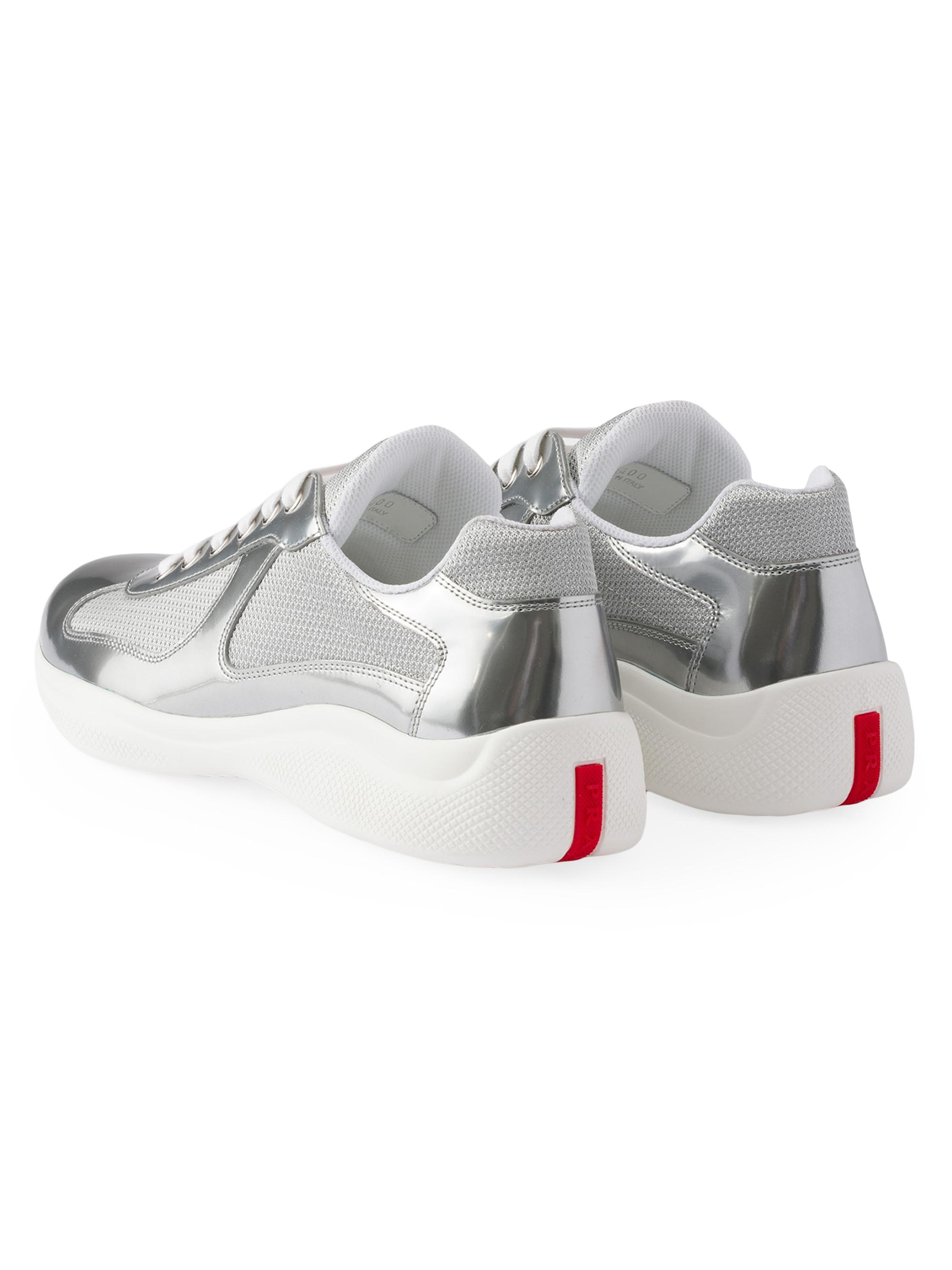 Prada America's Cup Metallic Leather and Bike Fabric Sneakers