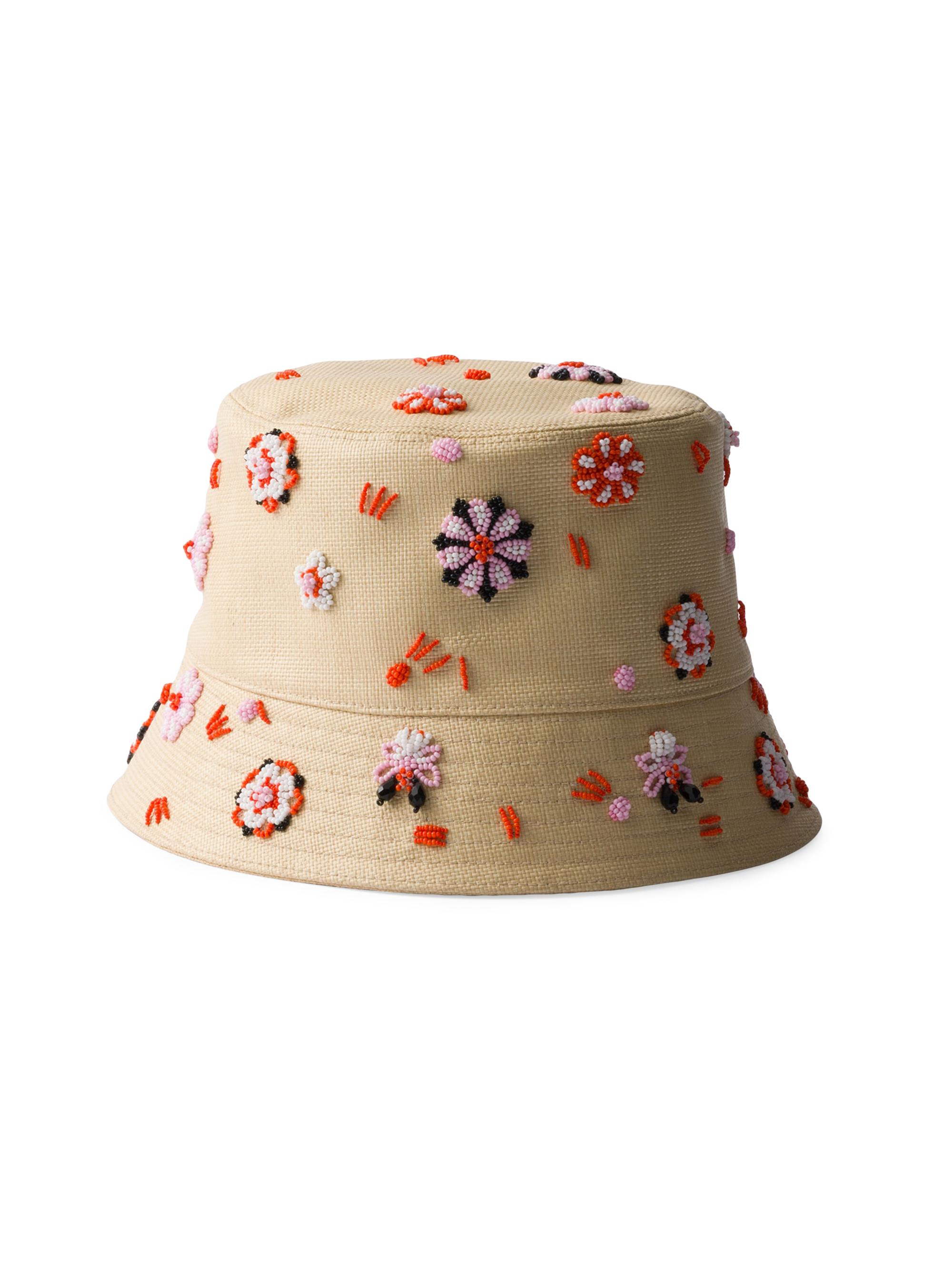 Prada Women's Embroidered Canvas Bucket Hat - Beige Khaki - Women's Accessories