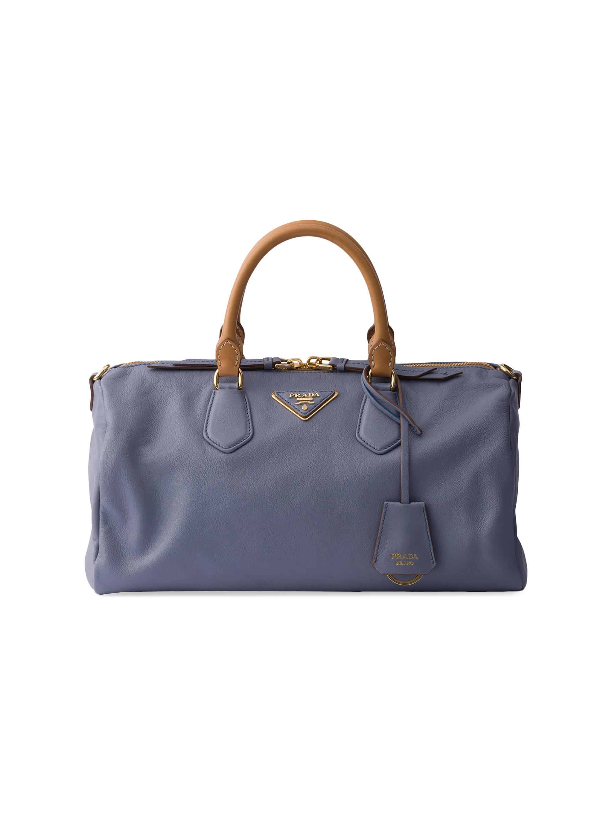 Prada Women's  Leather Top-Handle Bag - Blue - Women's Bags