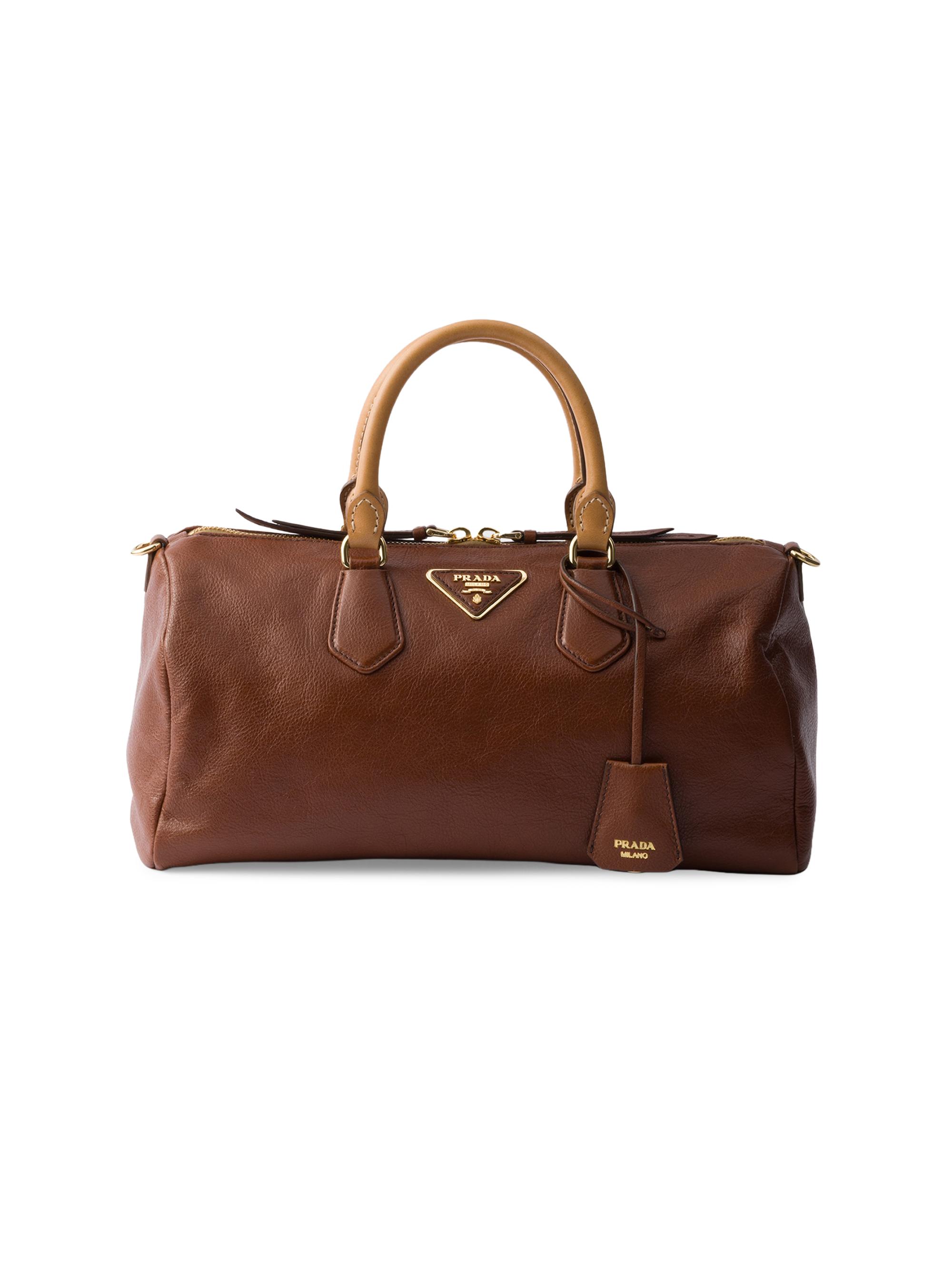 Prada Women's Leather Top-Handle Bag - Brown