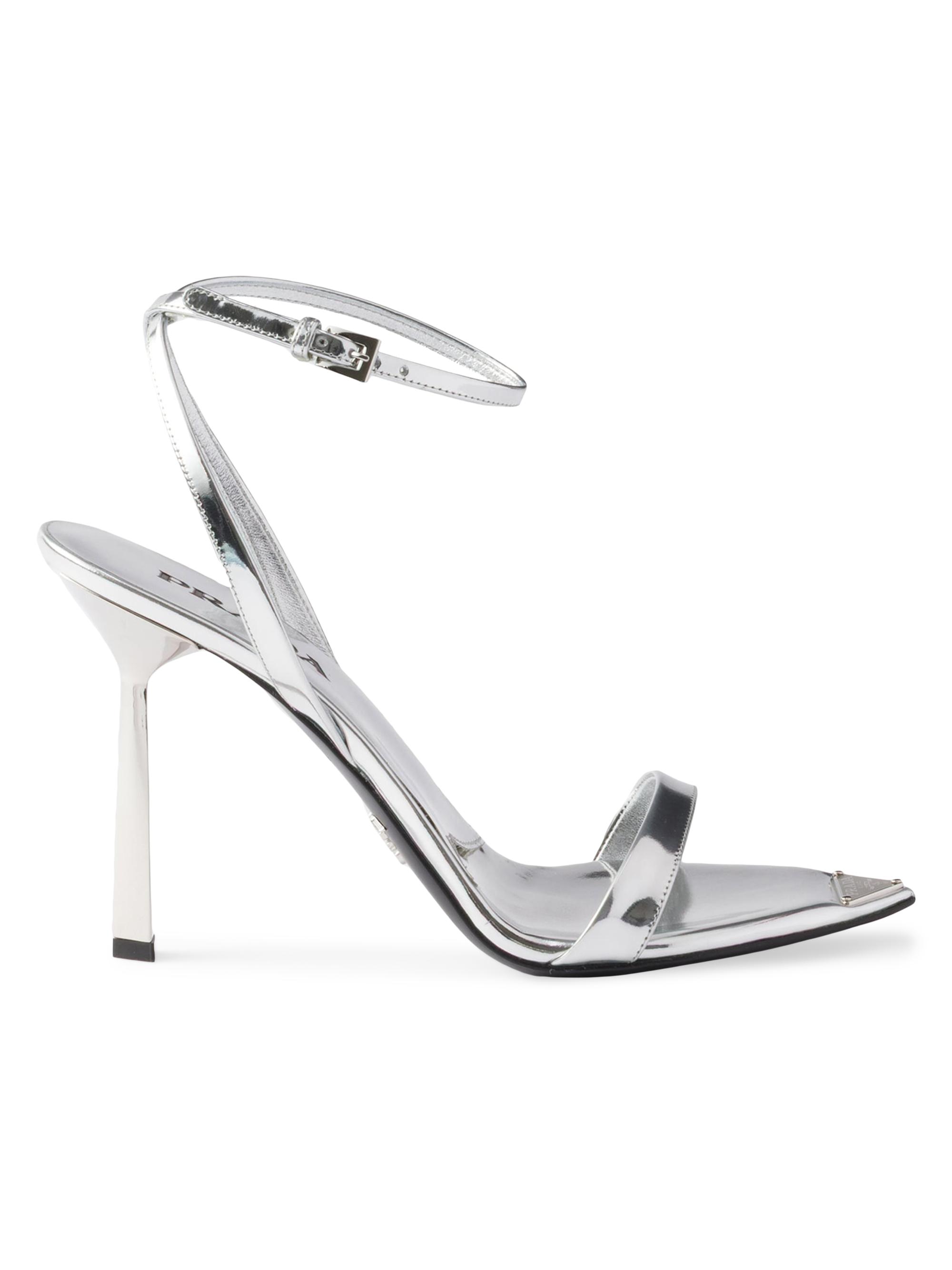 Prada Women's Metallic Leather High-Heeled Sandals - Assorted - Women's Clothing