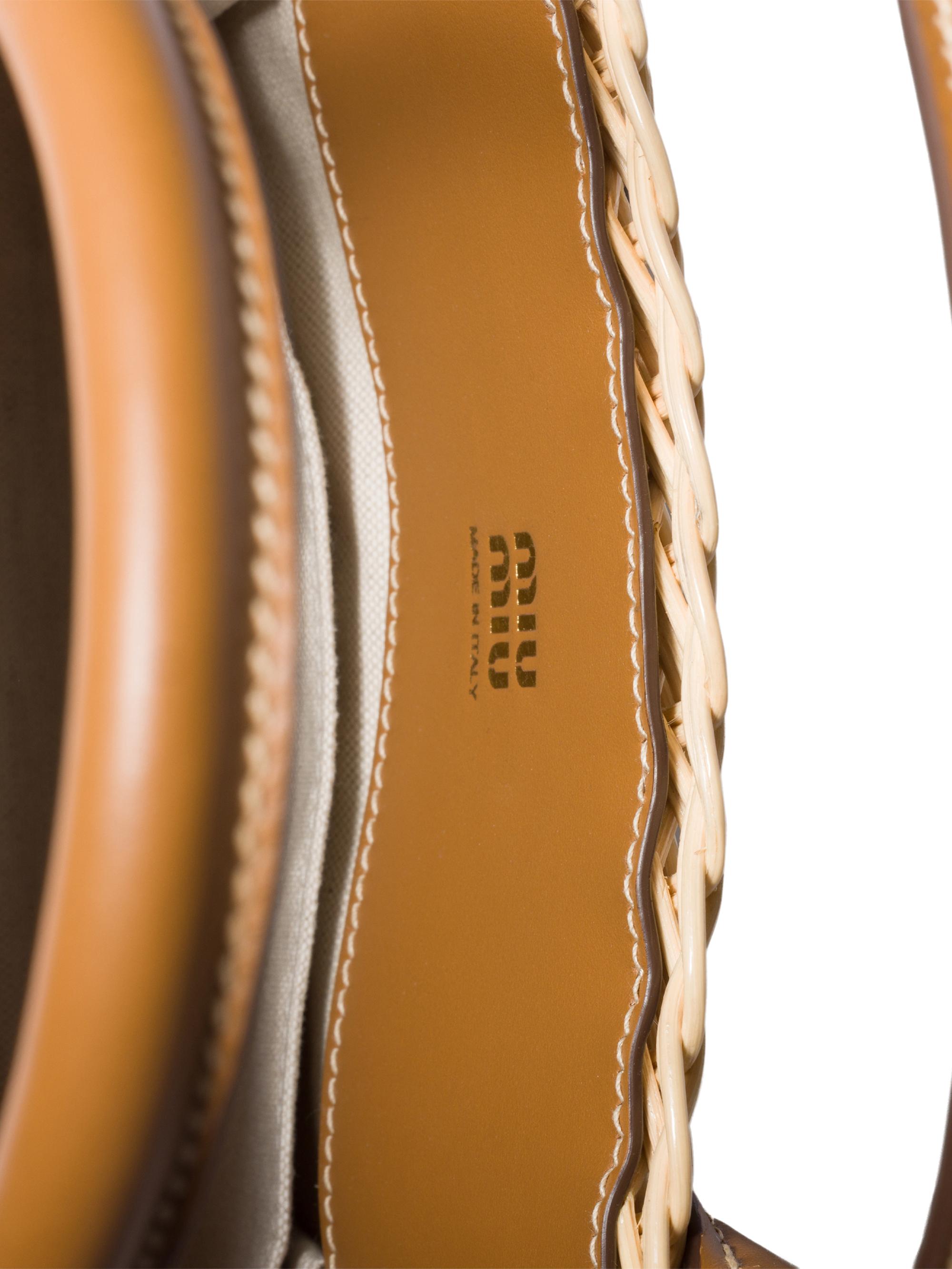 Miu Miu Aventure Wicker and Leather Top Handle Bag | Saks Fifth Avenue