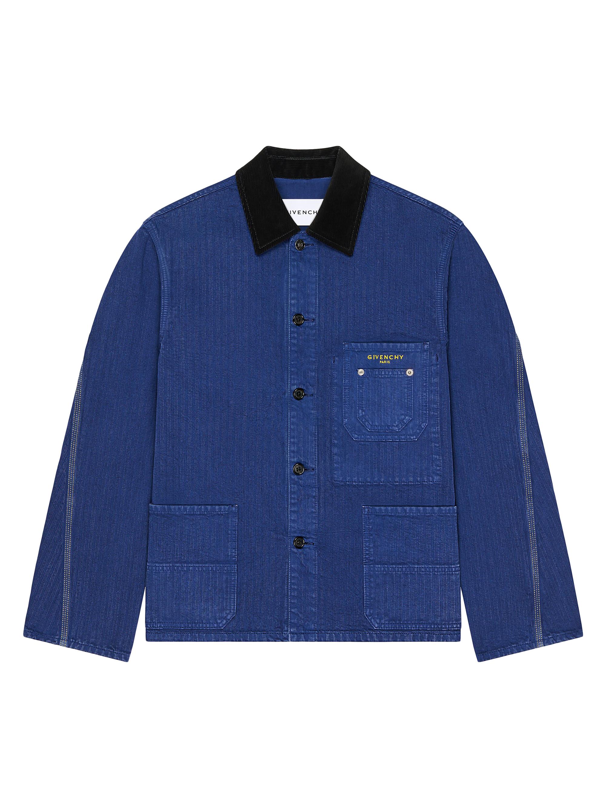 Givenchy Men's Couture Seam Jacket in Herringbone Denim - Cobalt Blue | Thumbnail 5