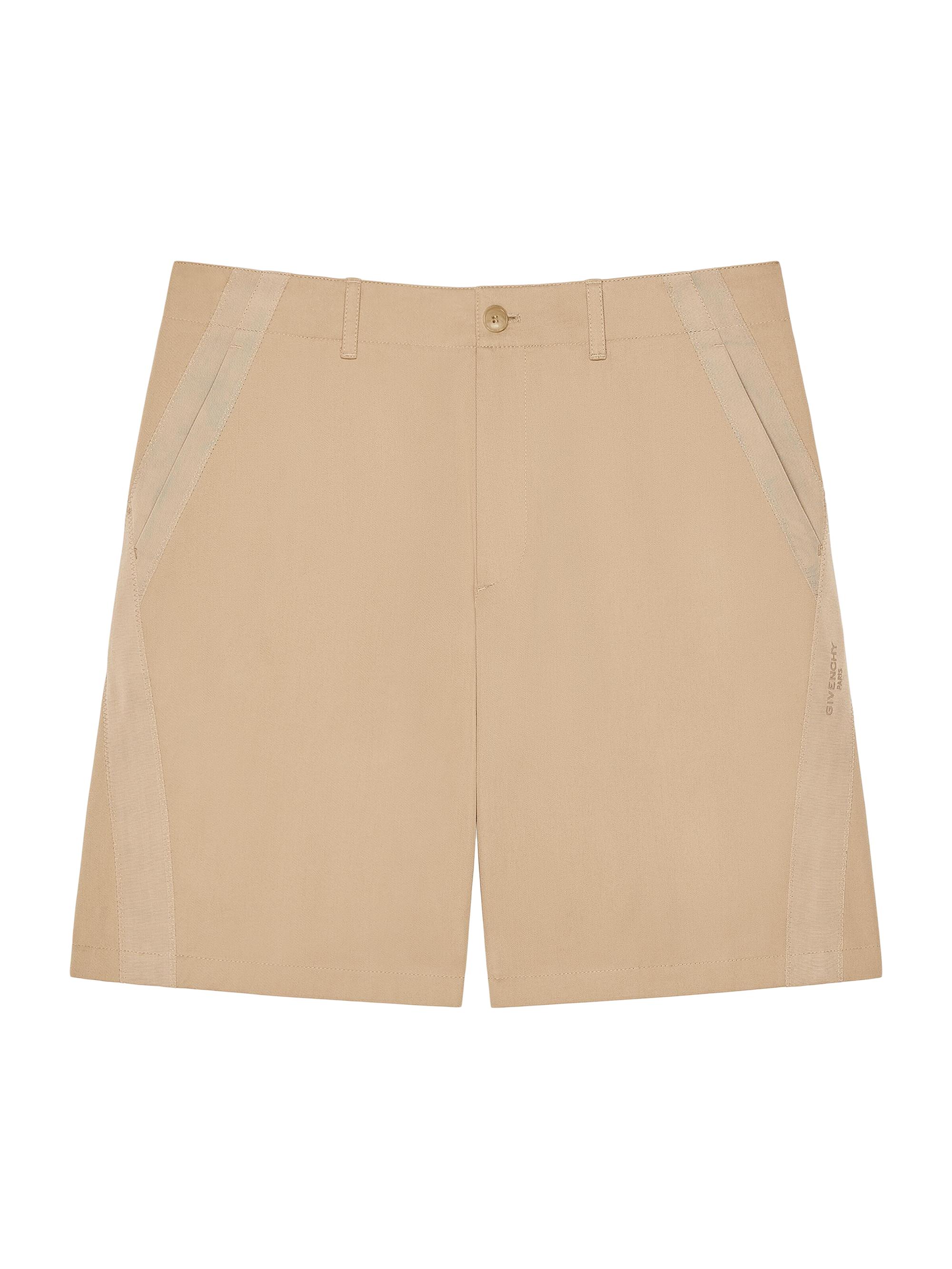 Givenchy Men's Couture Seam Bermuda Shorts in Cotton with Gros Grain - Beige
