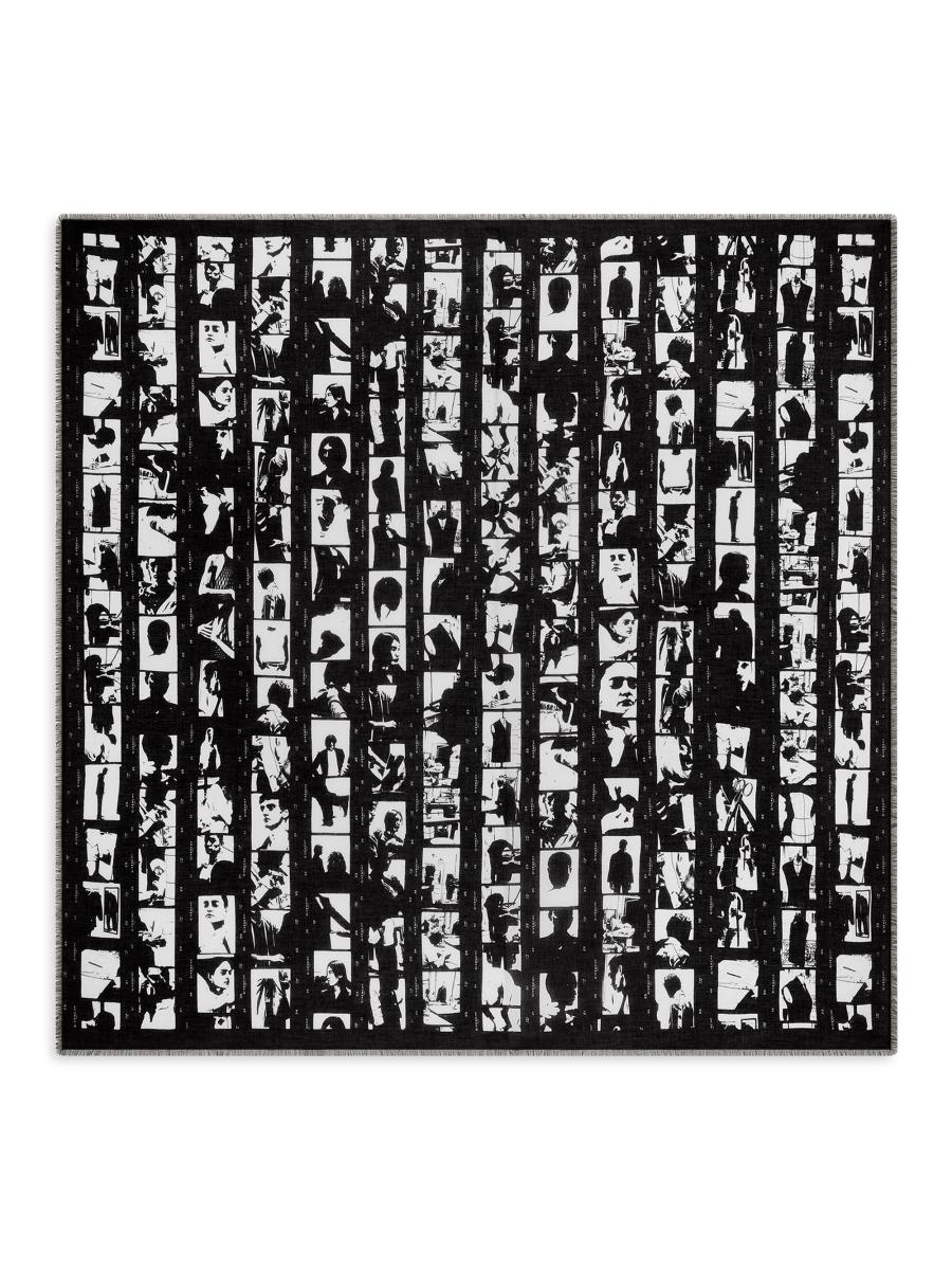 Givenchy Men's Shawl In Modal With Photographic Negative Print In Black