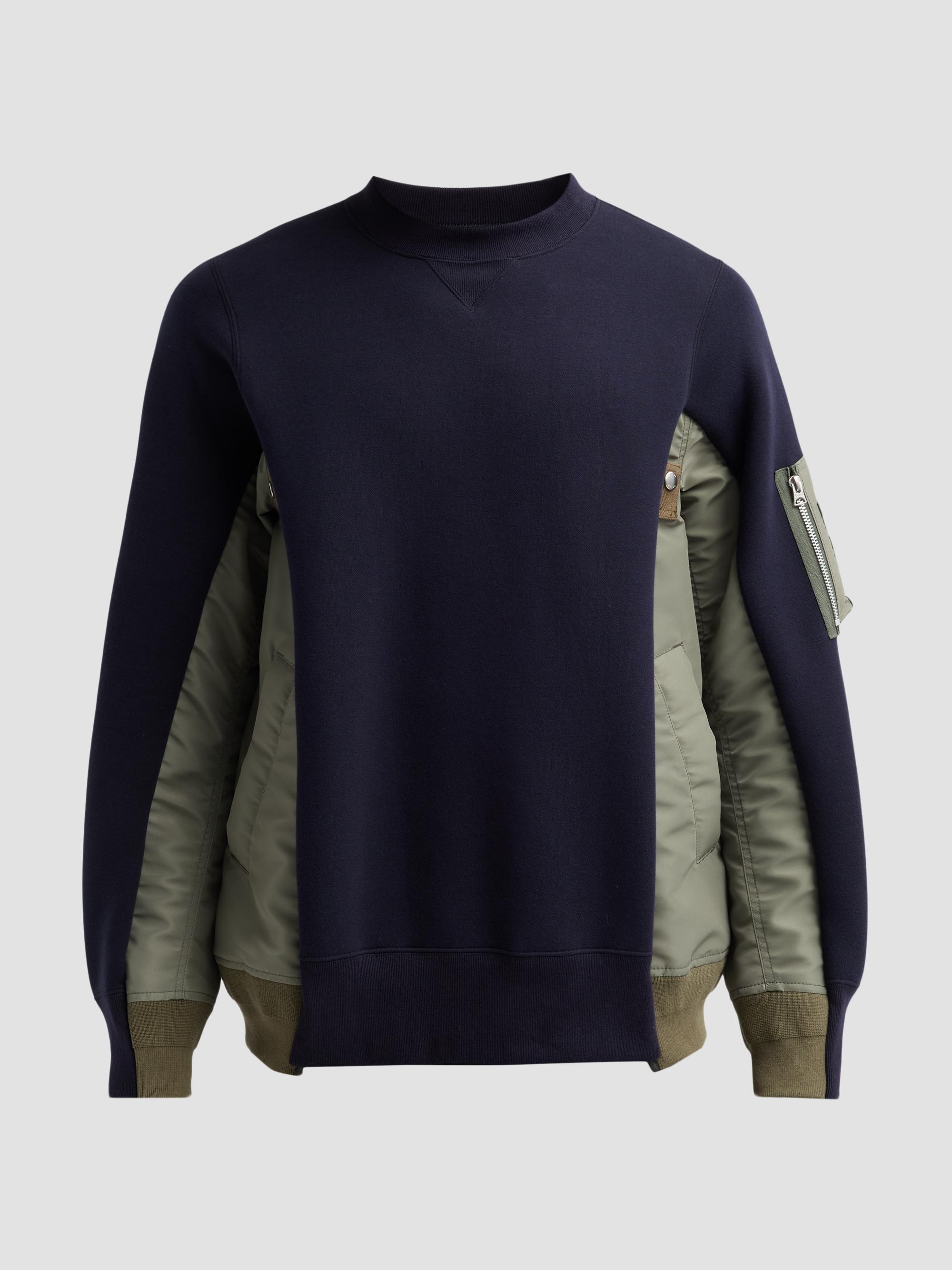 トップス sacai Sponge Sweat x Nylon Twill NAVY 3 Sacai Sponge Sweat X Nylon Twill Zip-Front Hoodie | Saks Fifth Avenue