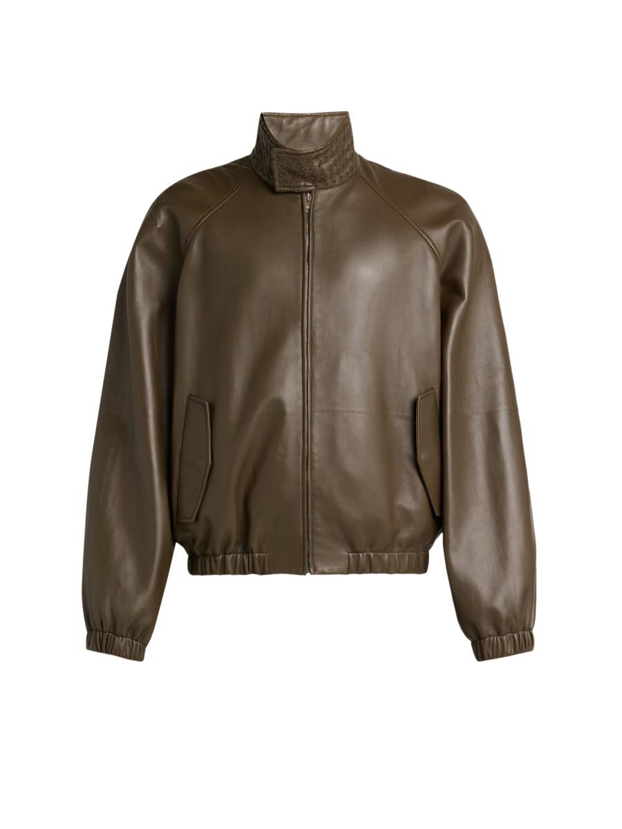 Bottega Veneta Men's Raglan Sleeve Leather Jacket