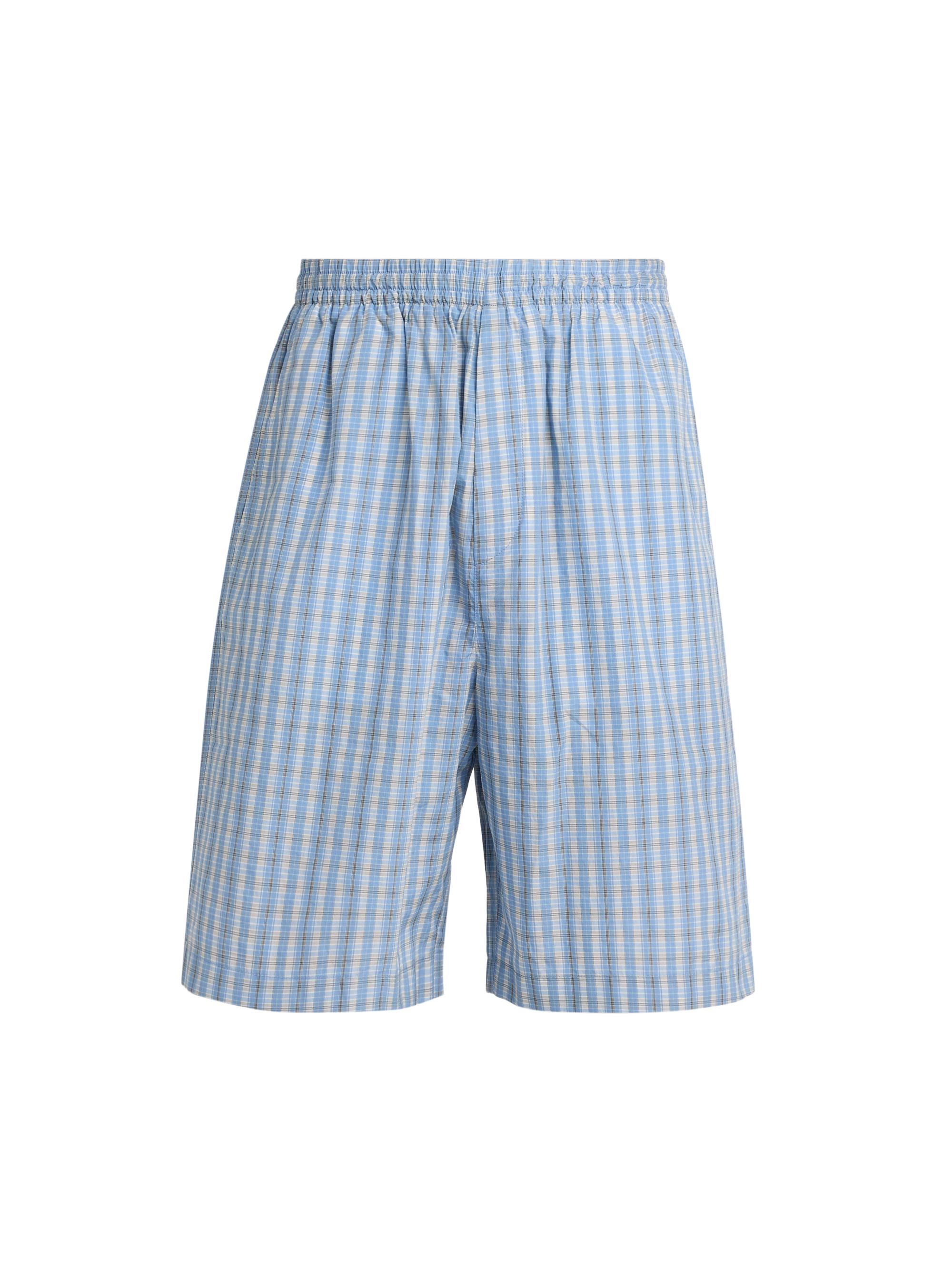 Bottega Veneta Men's Check Cotton-Silk Shorts - Blue White Stone - Women's Clothing