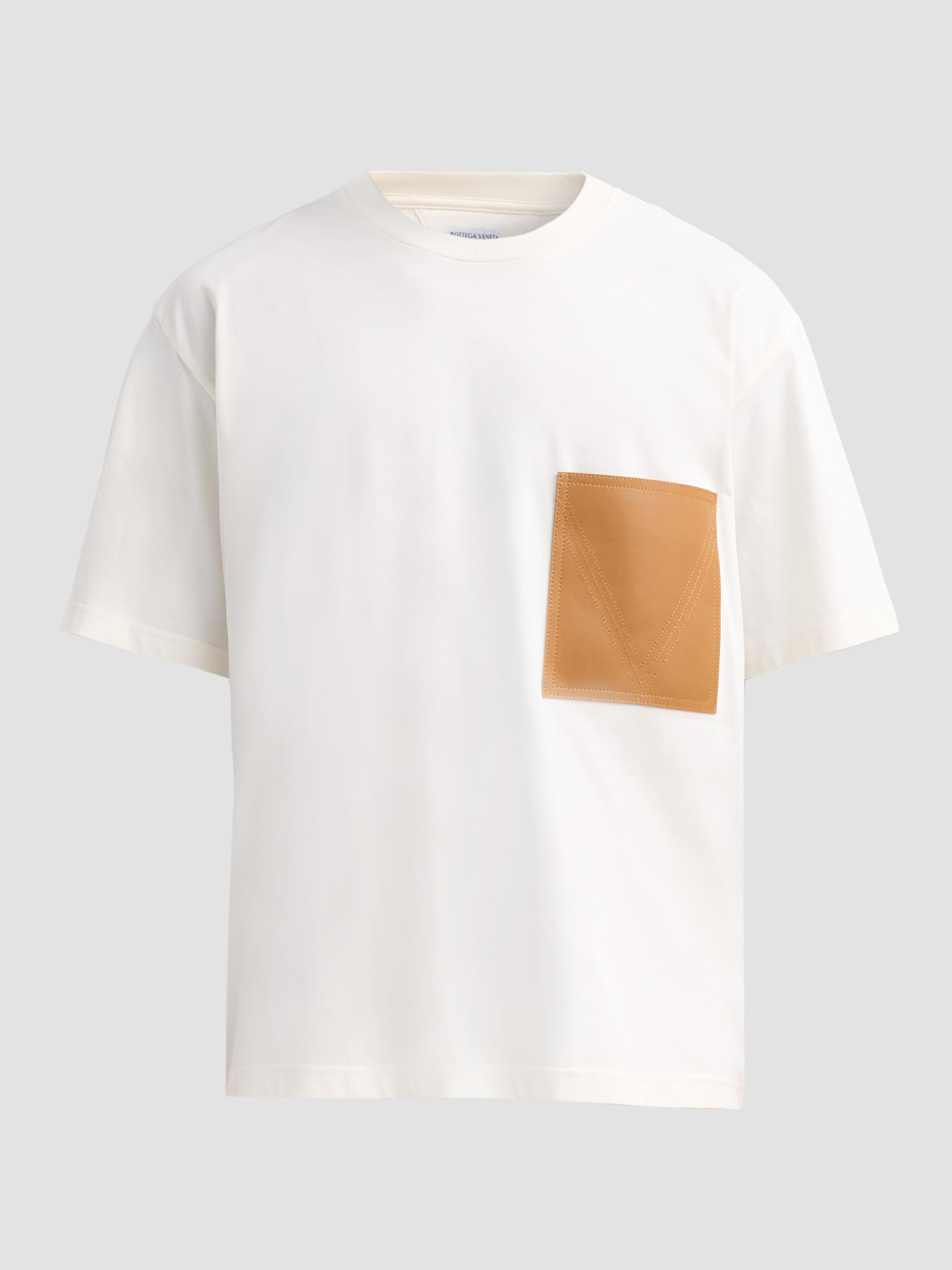 Bottega Veneta Men's Leather Pocket Crewneck T-Shirt - Parchment | Thumbnail 6