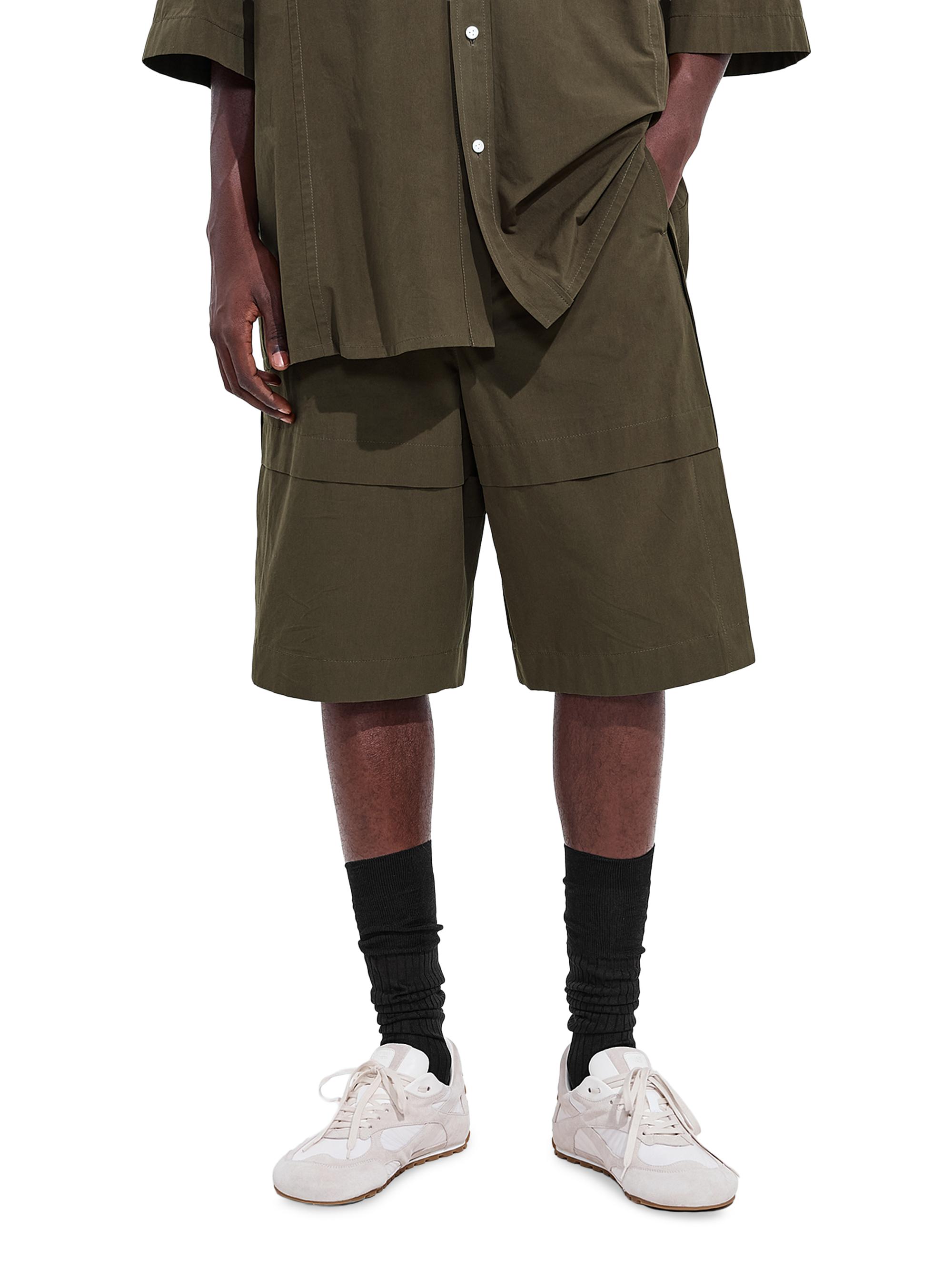 Bottega Veneta Men's Macro Intreccio Cotton Shorts - Wader Green - Women's Clothing