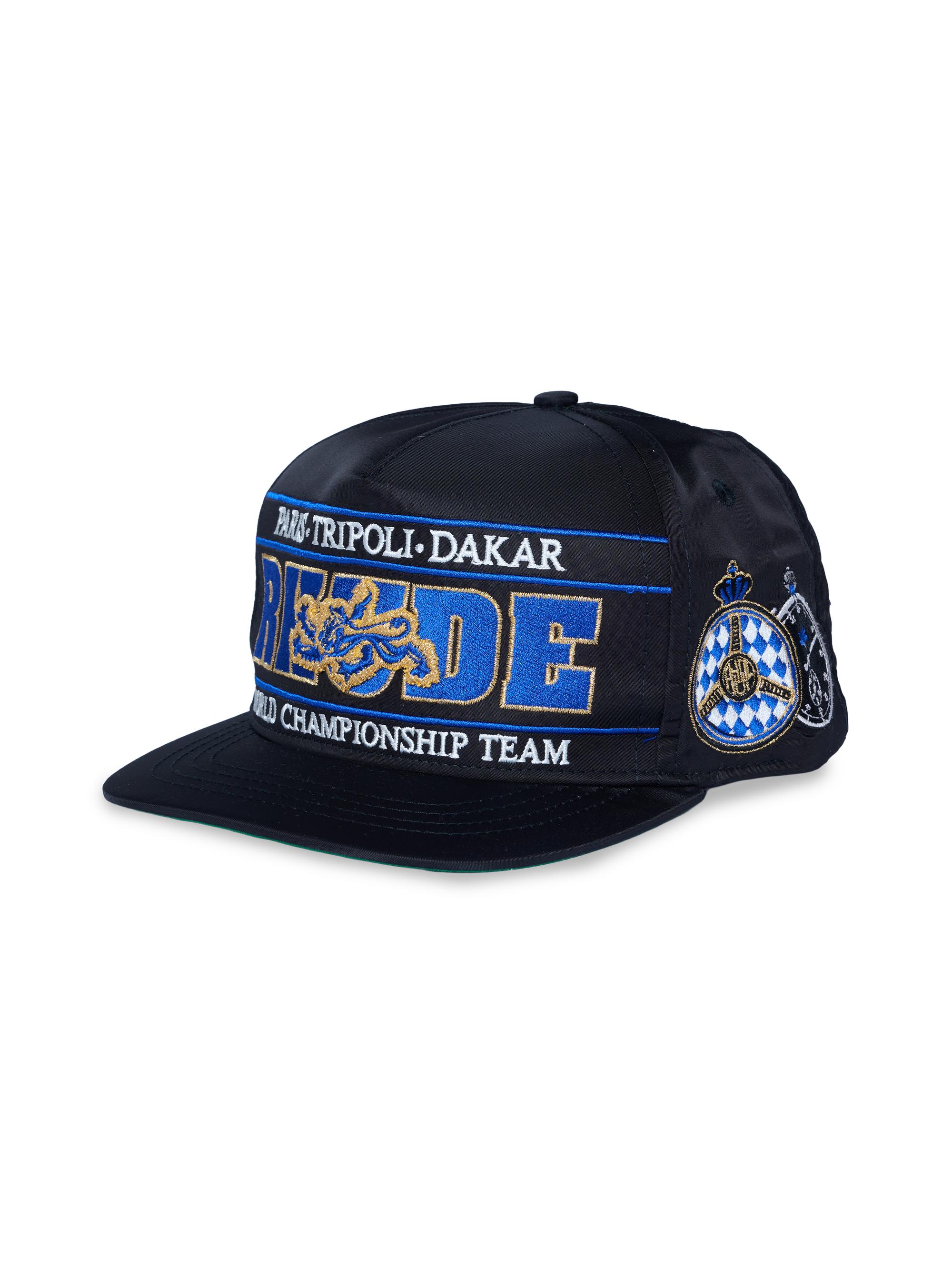Rhude Men's Chrono Logo-Embroidered Trucker Hat - Black Blue Gold