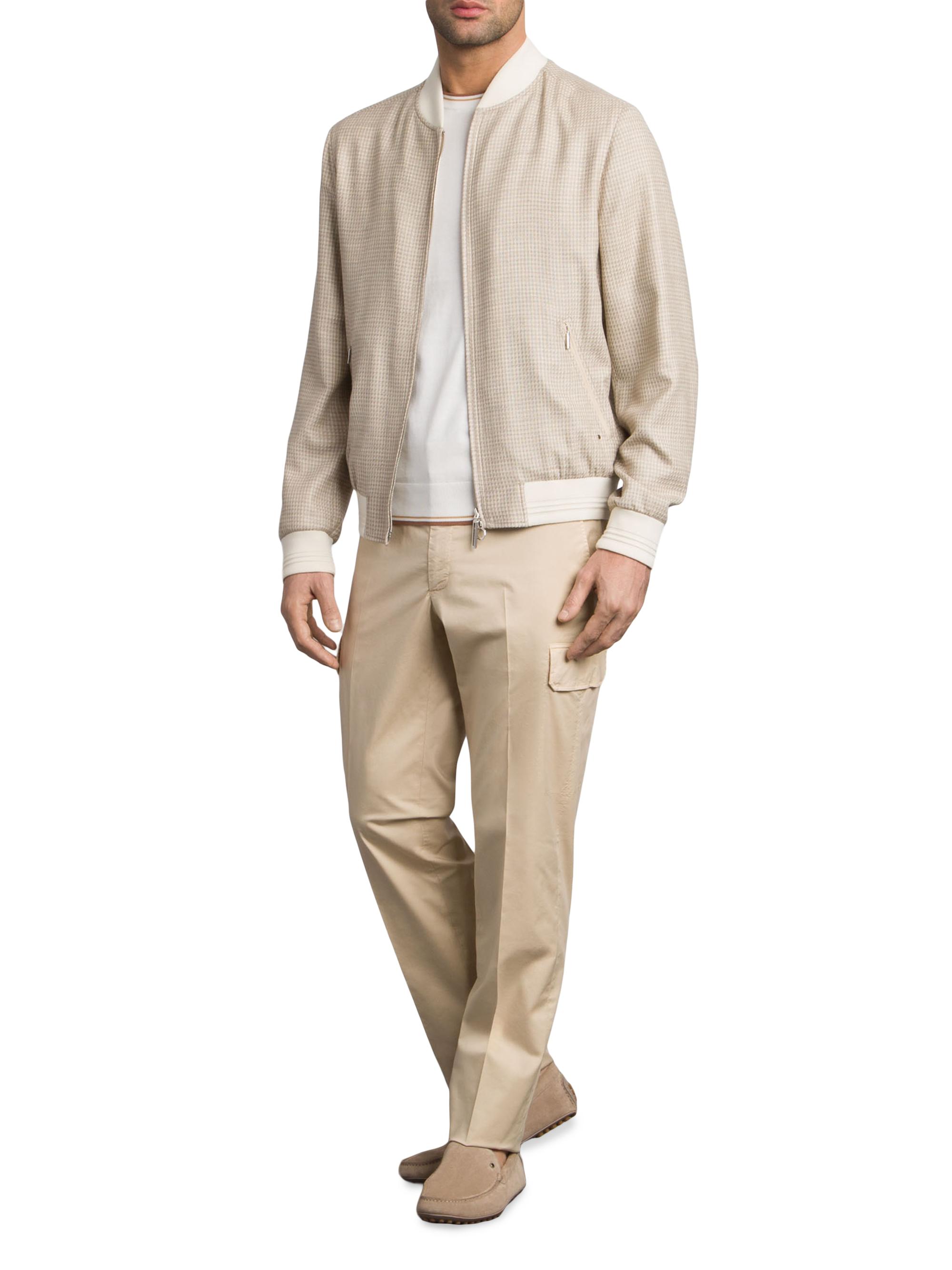 Stefano Ricci Men's Wool and Silk Blend Blouson Jacket - Beige