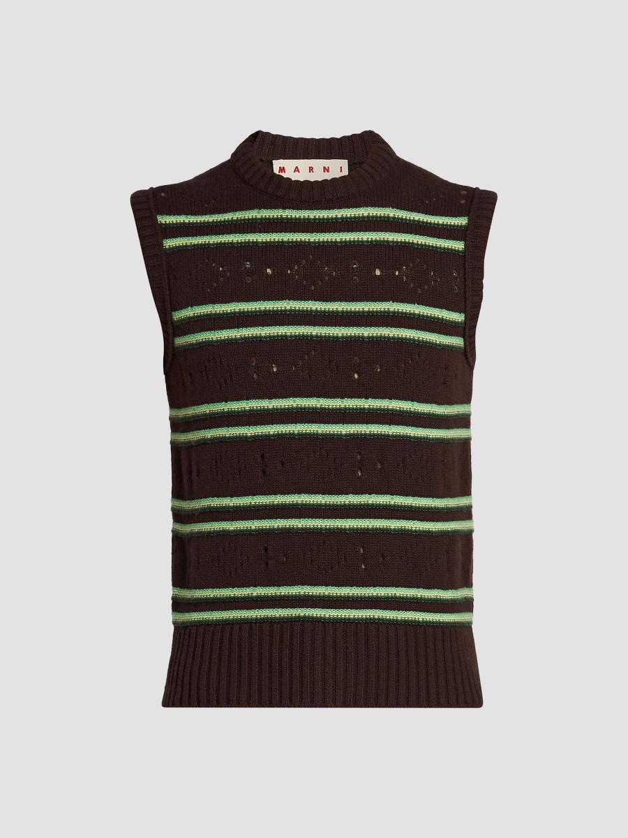 Marni Striped Pointelle-Knit Cotton Sweater Vest | Saks Fifth Avenue