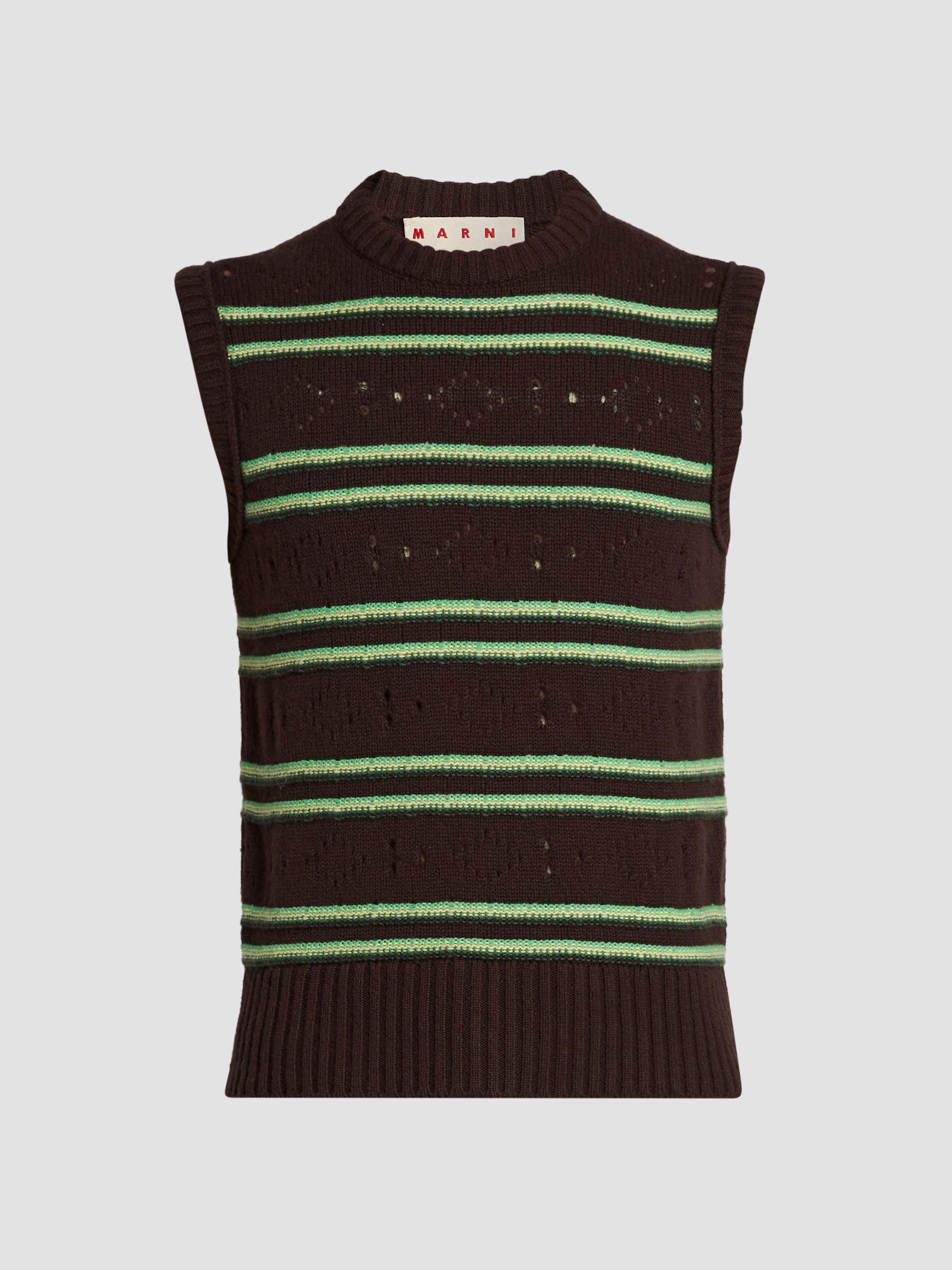 Marni Men's Striped Pointelle-Knit Cotton Sweater Vest - Brown | Thumbnail 6