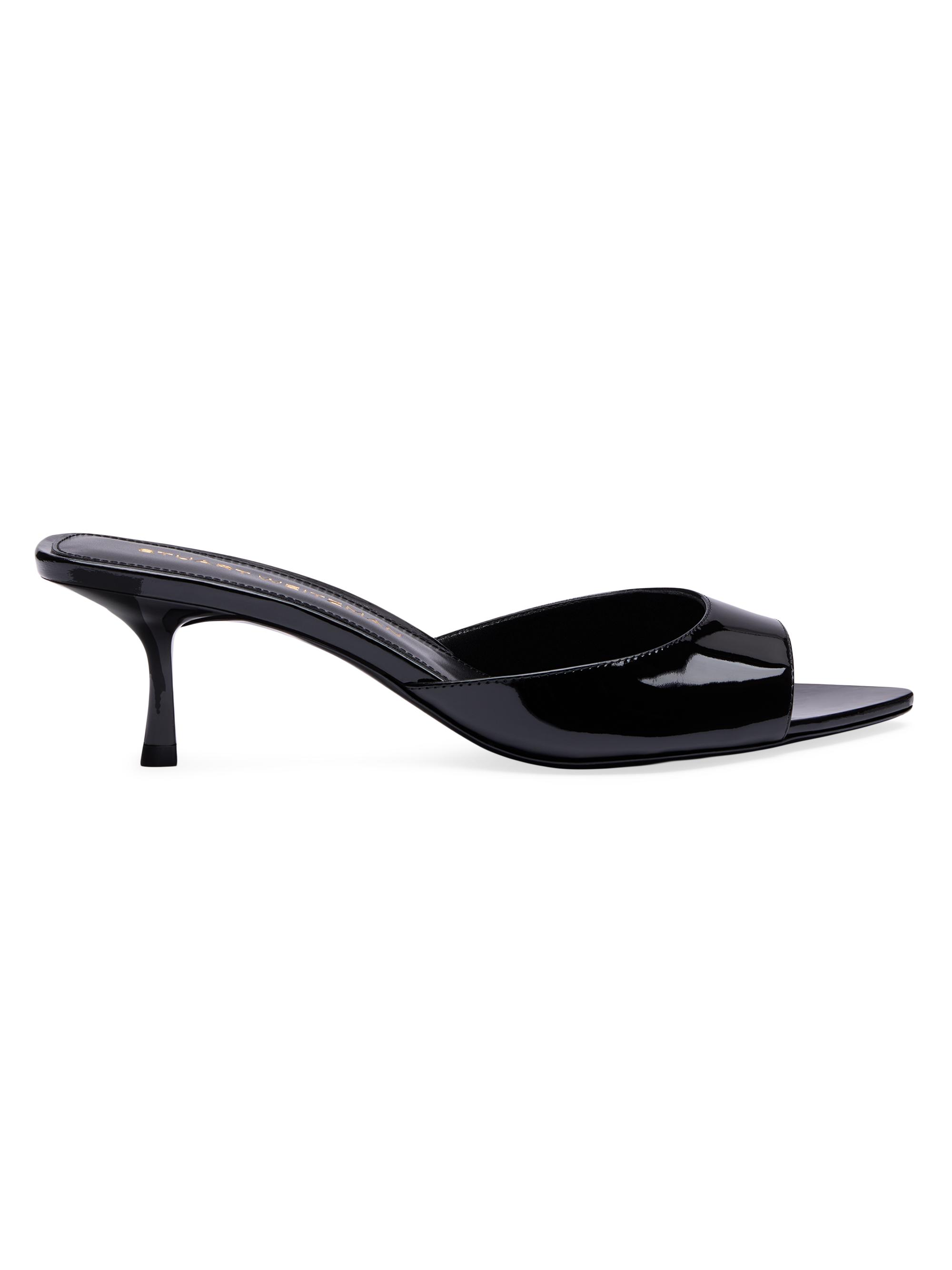 Stuart Weitzman Women's Lexington 50MM Patent Leather Mule Sandals - Black