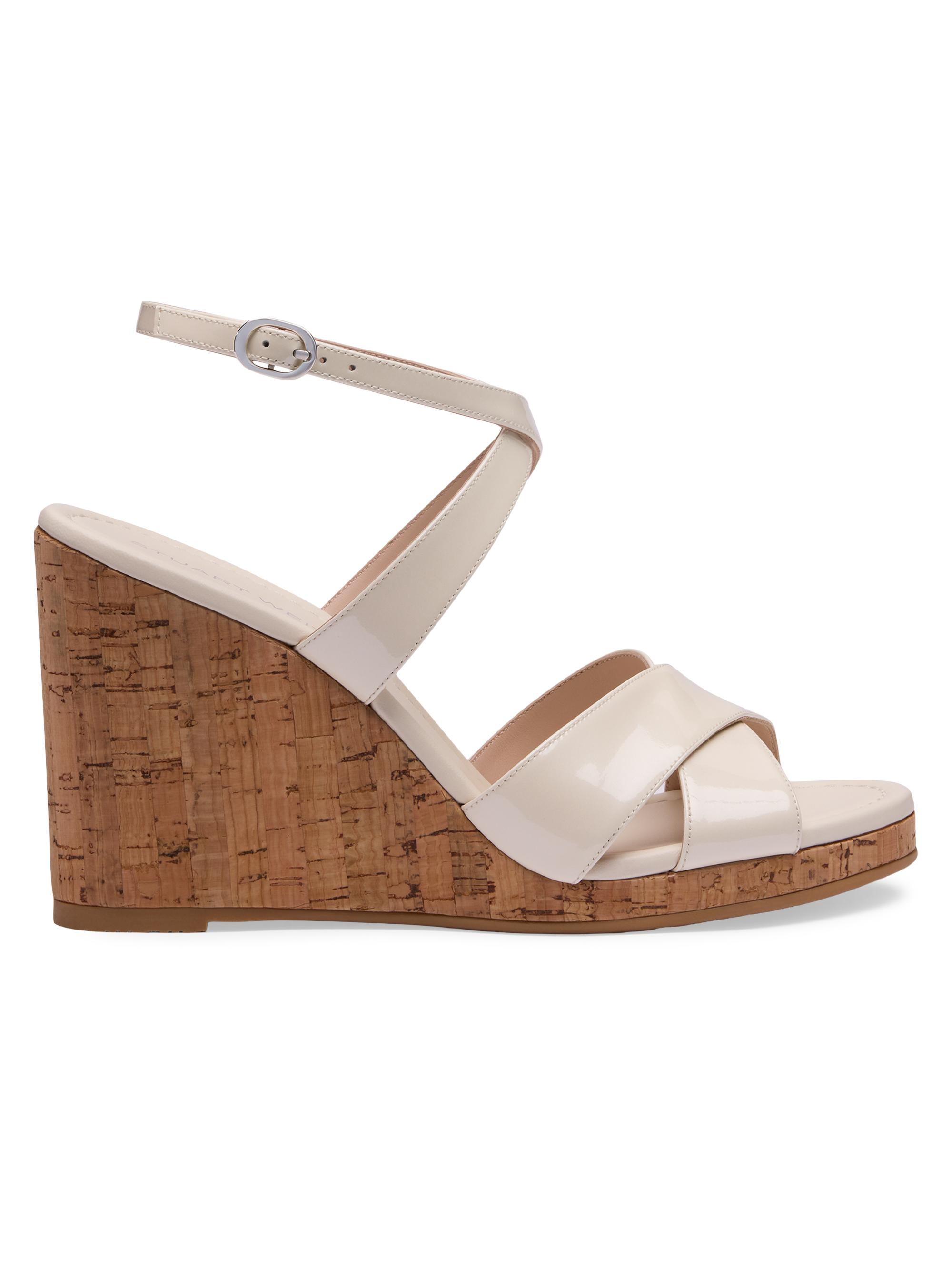 Stuart Weitzman Women's Alyssa 85MM Patent Leather Sandals - Linen