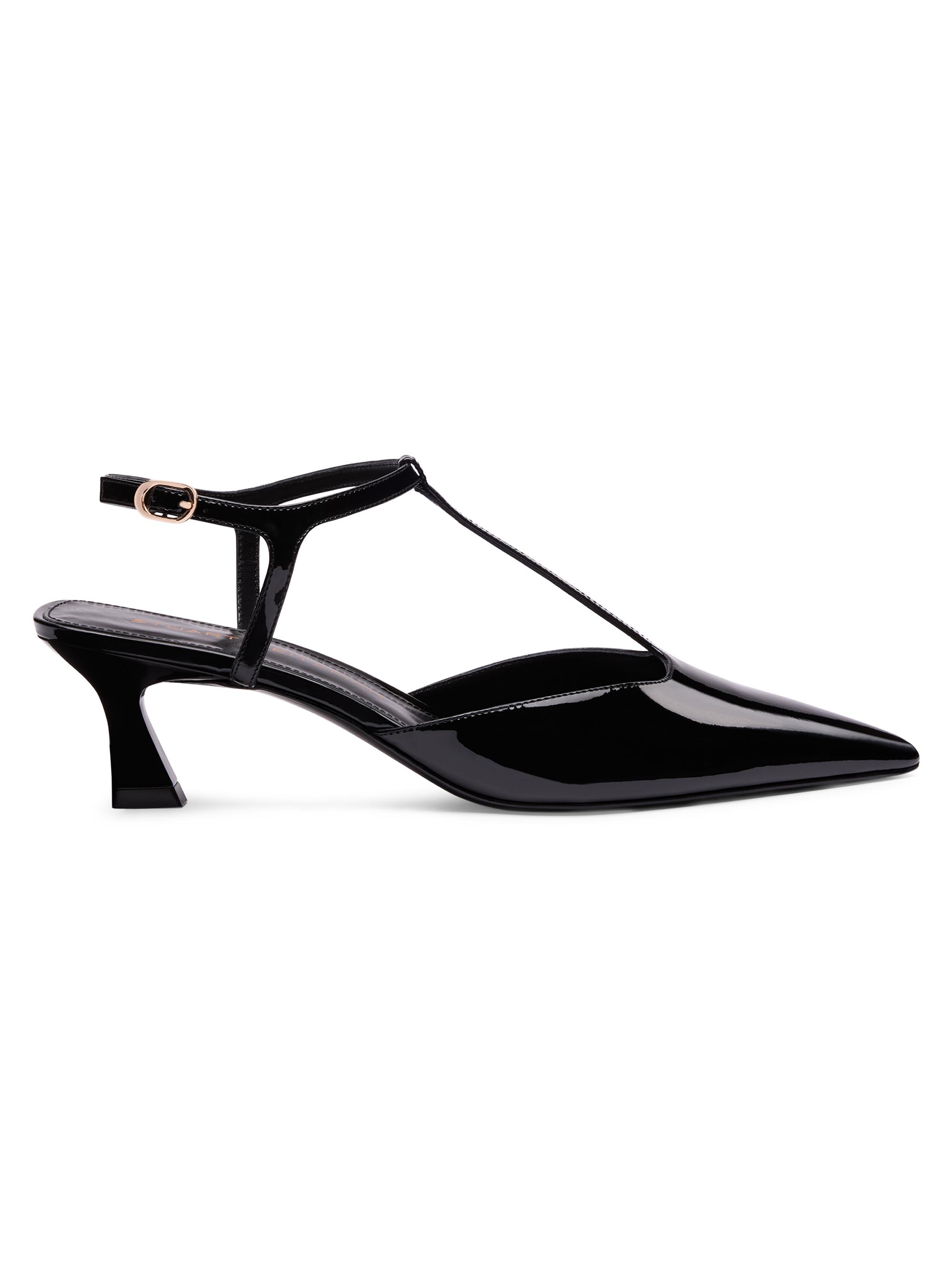 Stuart Weitzman Women's Vinnie 50MM Patent Leather T-Strap Pumps - Black