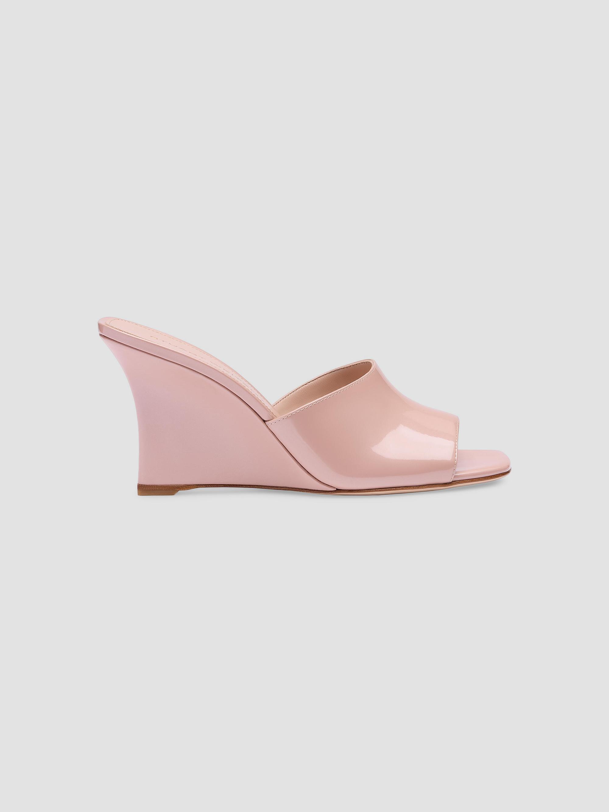 Stuart Weitzman Women's Vinnie 85MM Patent Leather Wedge Mules - Blushful | Thumbnail 4