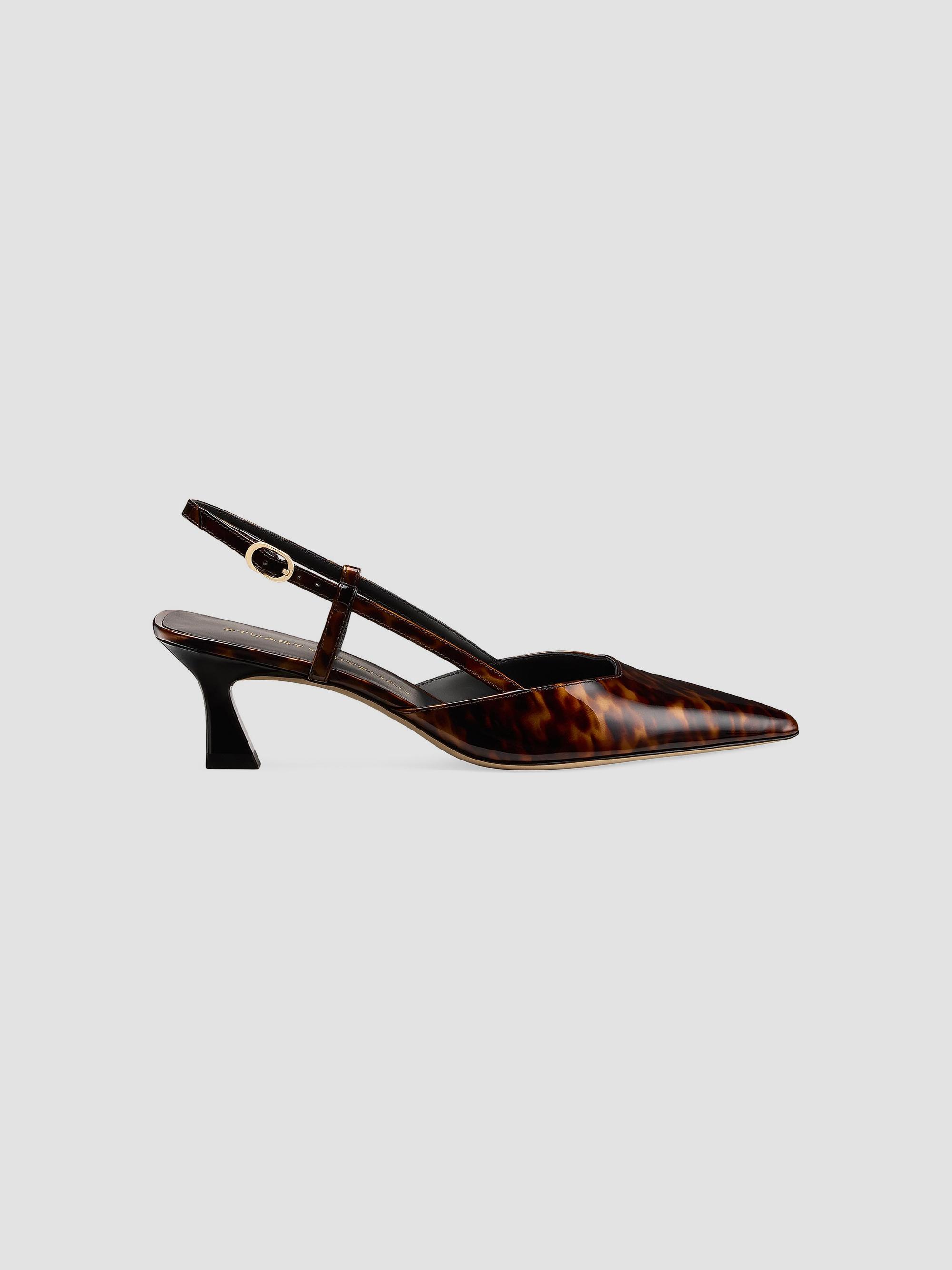 Stuart Weitzman Women's Vinnie 50MM Leather Slingback Pumps - Classic | Thumbnail 3