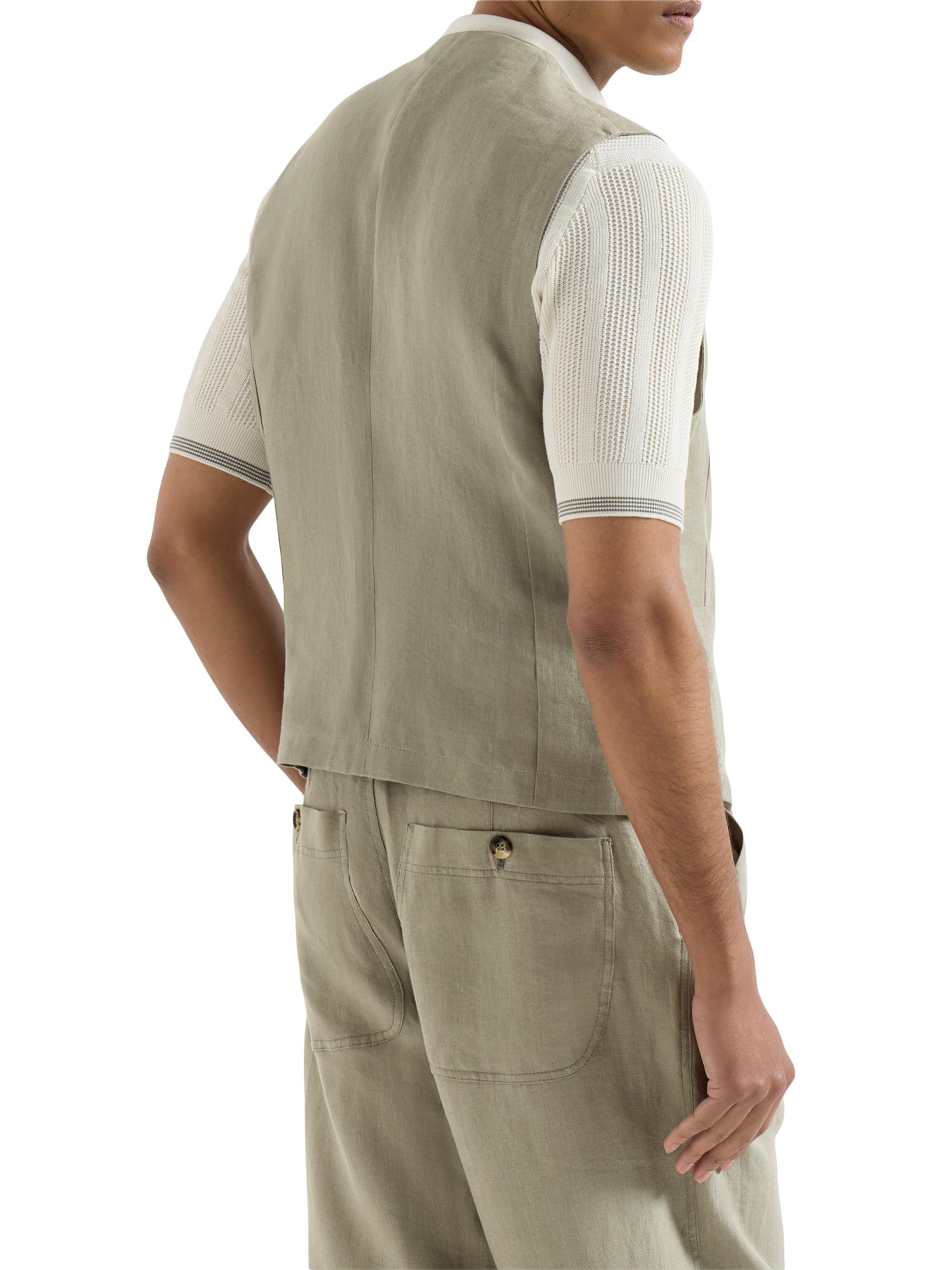 Brunello Cucinelli Linen Micro Chevron Waistcoat | Saks Fifth Avenue