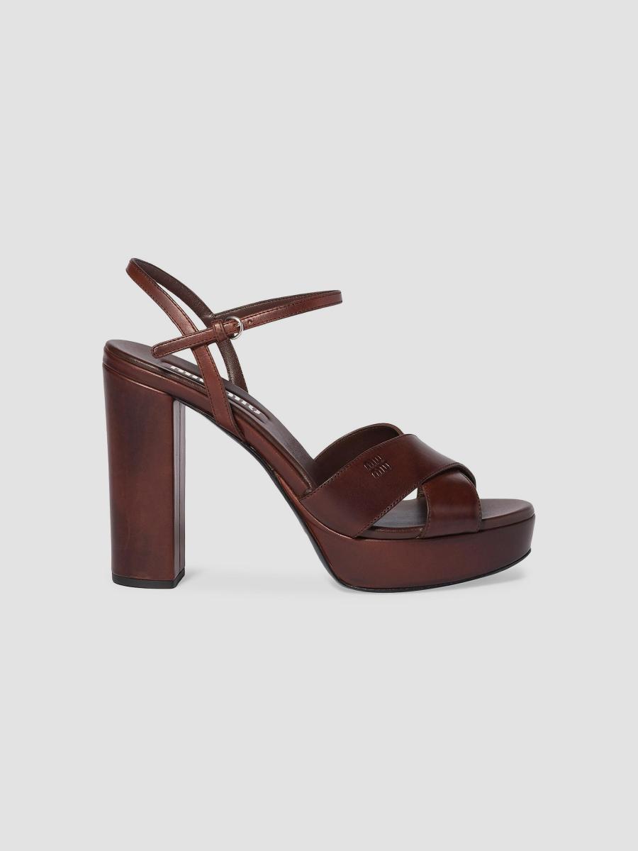 Miu Miu Leather Platform Sandals | Saks Fifth Avenue