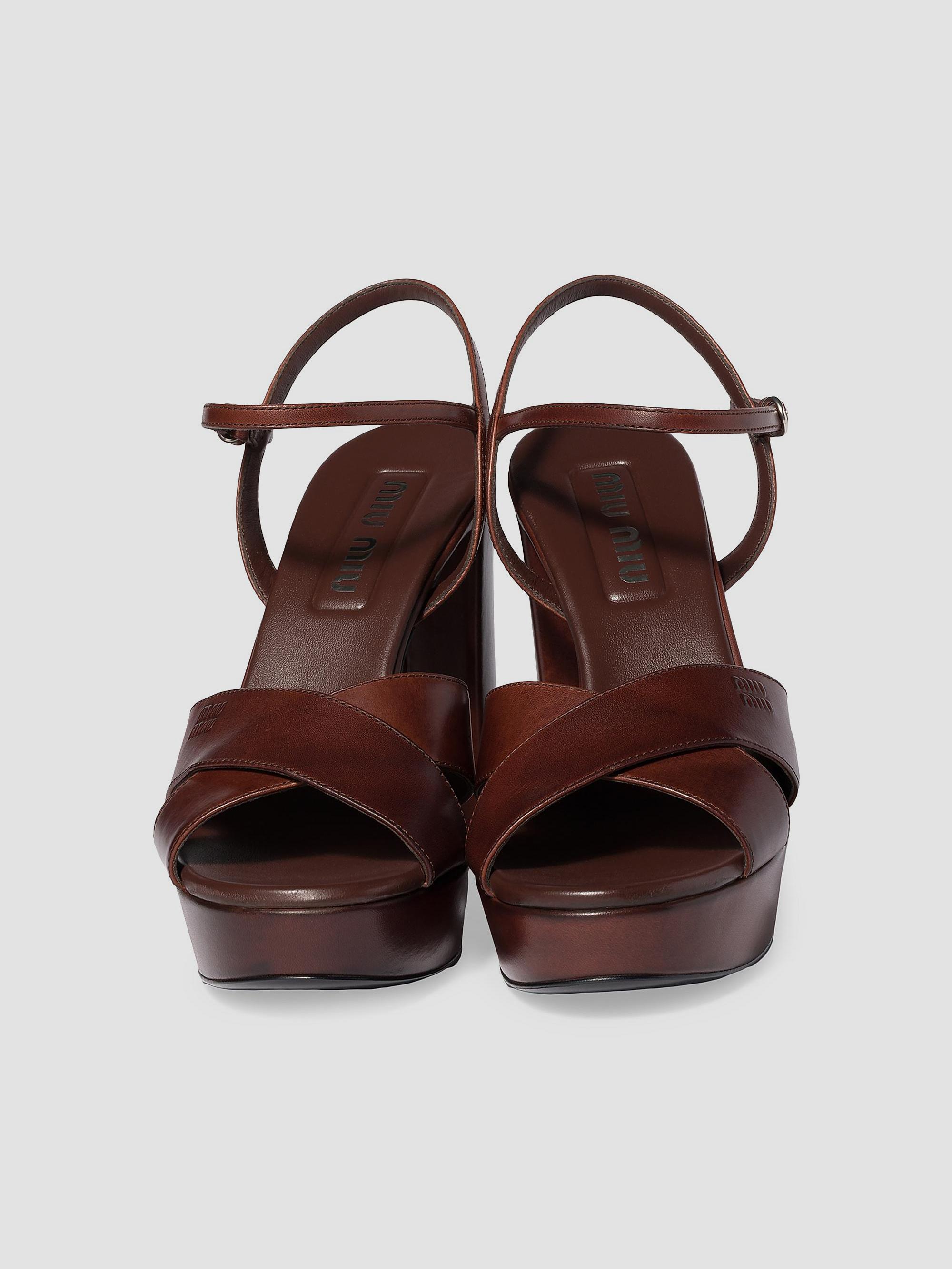 Miu Miu Leather Platform Sandals | Saks Fifth Avenue
