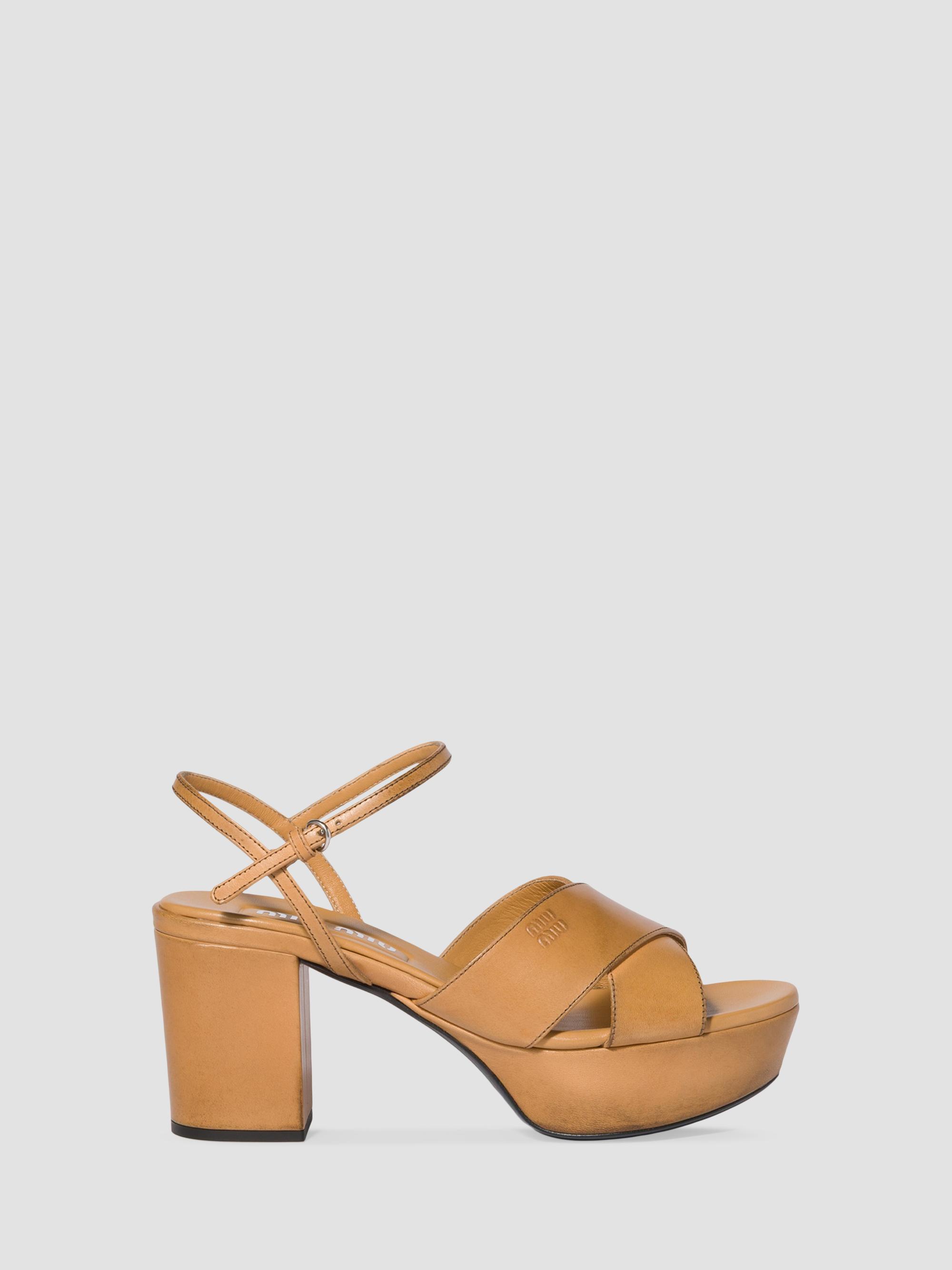 Miu Miu Leather Platform Sandals | Saks Fifth Avenue