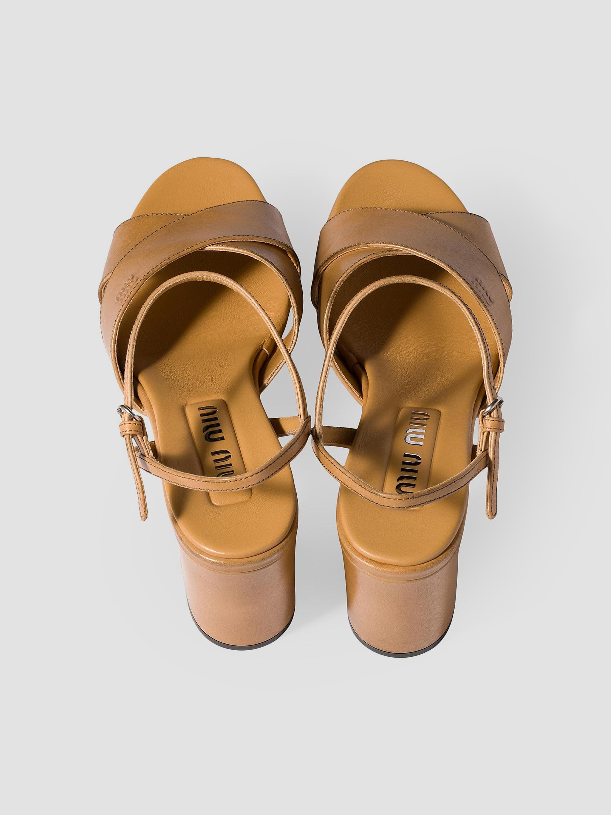 Miu Miu Leather Platform Sandals | Saks Fifth Avenue