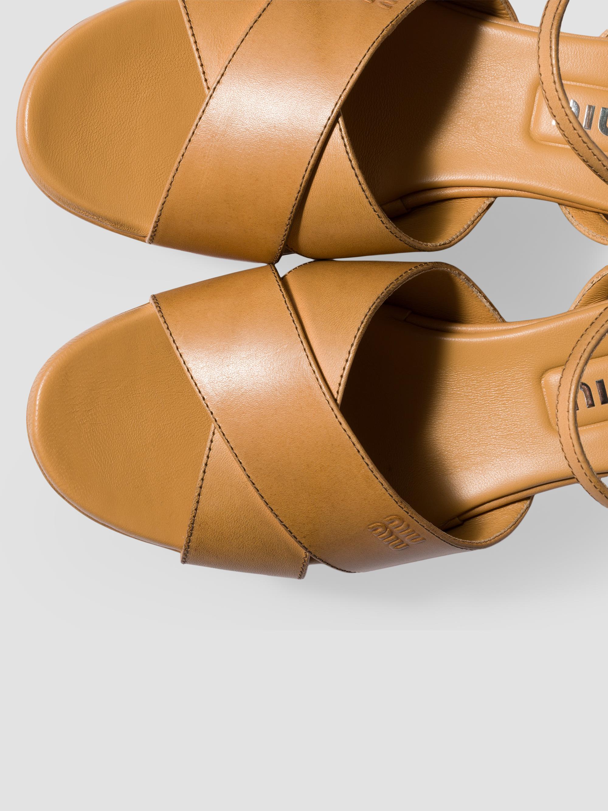 Miu Miu Leather Platform Sandals | Saks Fifth Avenue