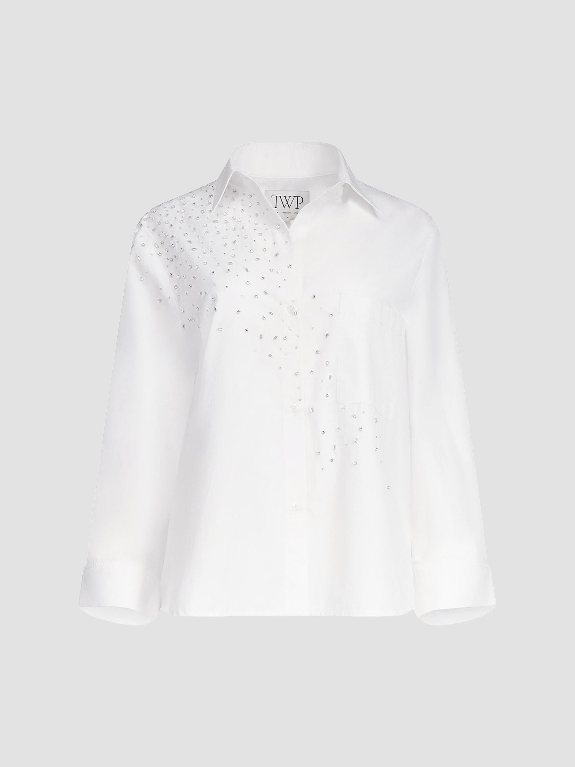 TWP Women's Next Morning Embellished Cotton Shirt - White | Thumbnail 8