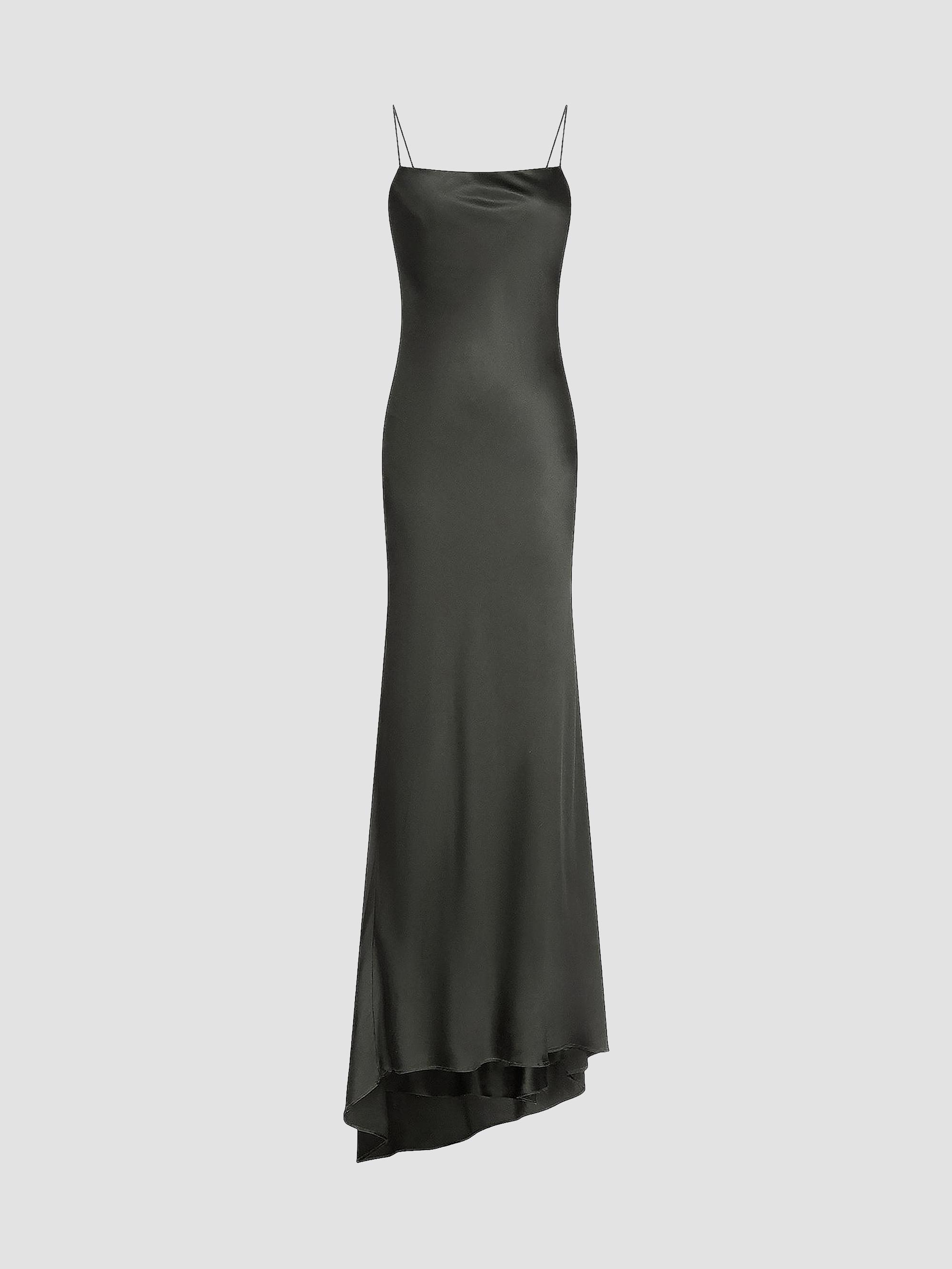 grey silk dress long Women's Designer Evening Gowns Ringing-N