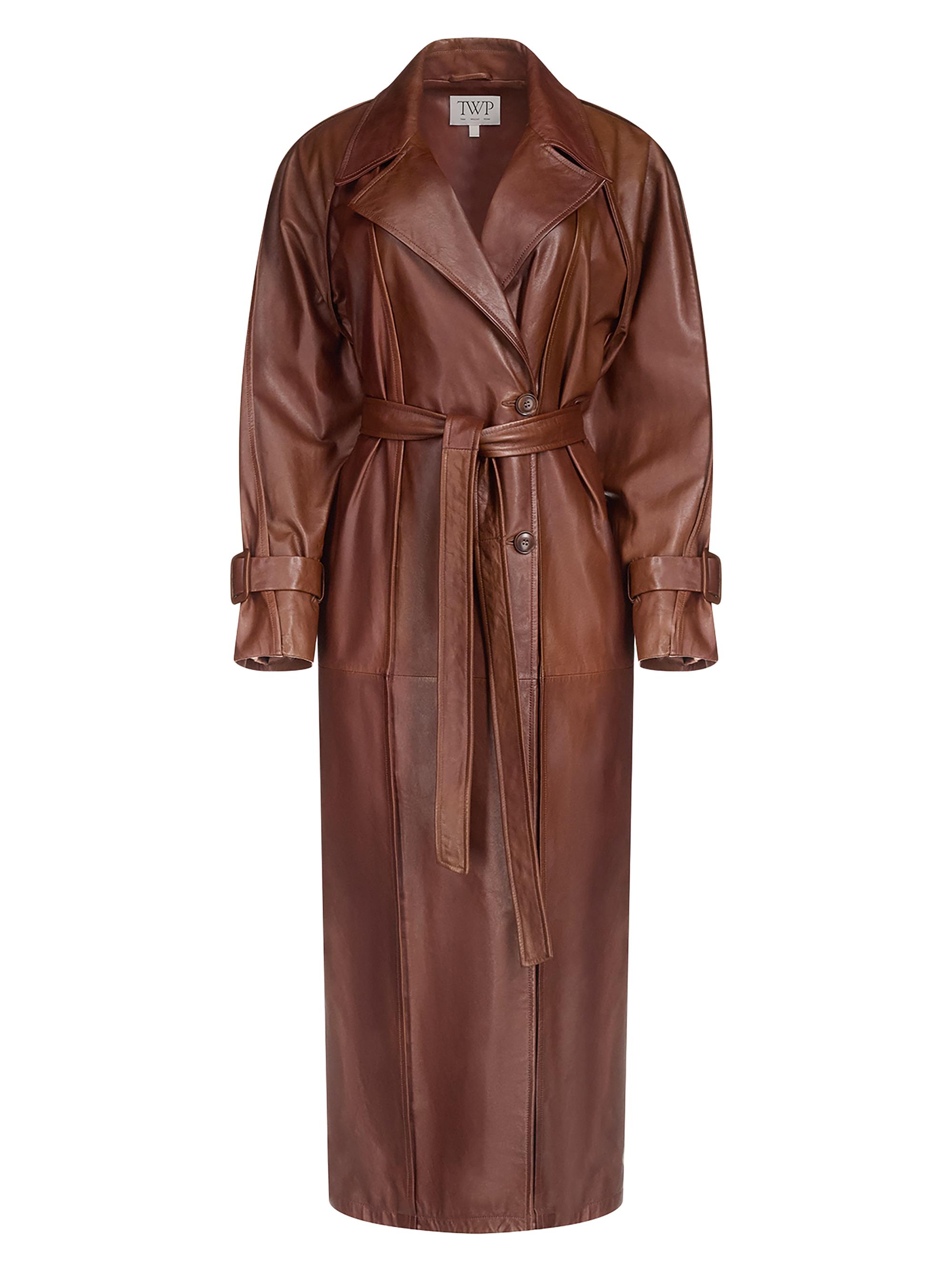 TWP Women's Unfinished Business Leather Trench Coat - Cigar - Women's Clothing