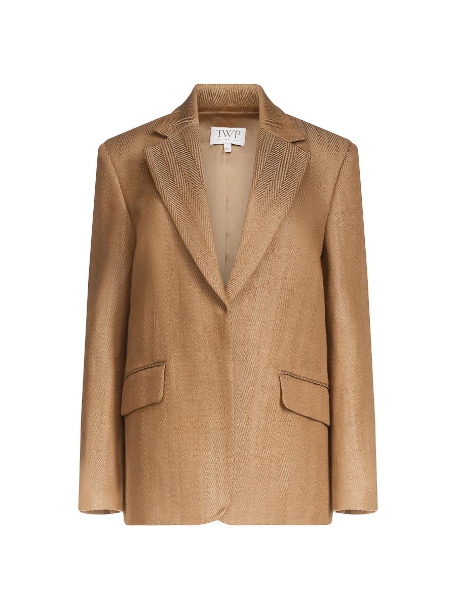 Twp Women's Jillian Herringbone Linen-blend Blazer In Green