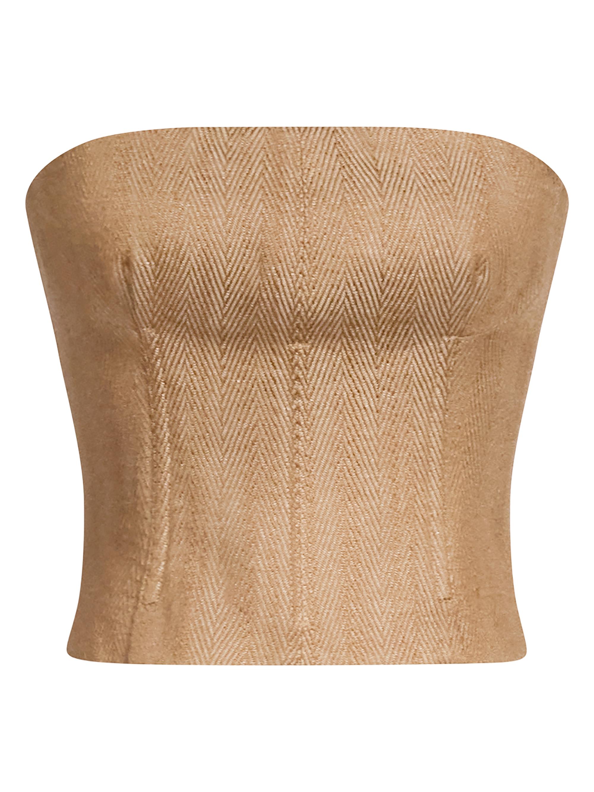TWP Women's Jillian Chevron Linen-Blend Bustier - Kelp - Women's Clothing