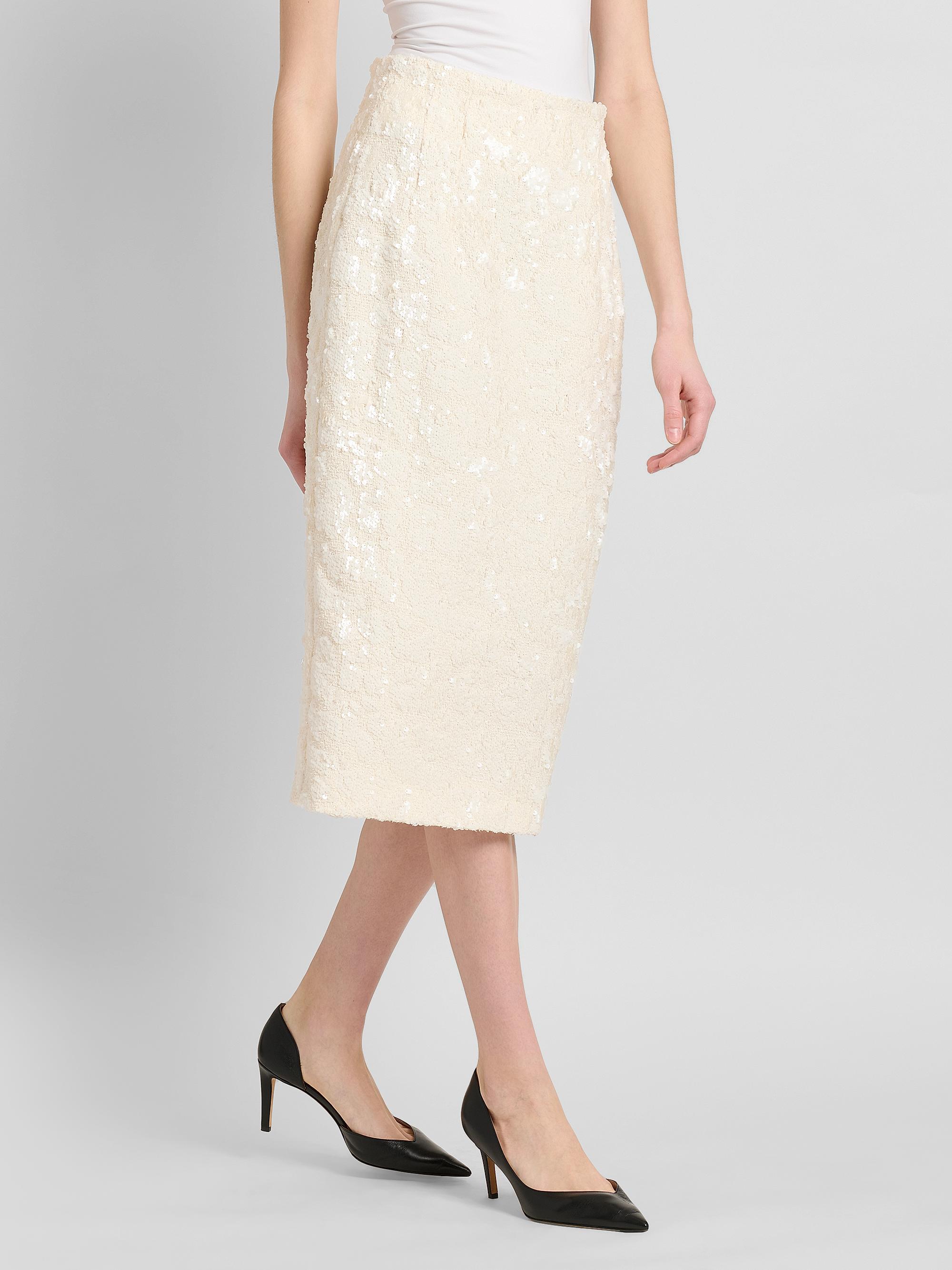 Kiton Women's Sequined Pencil Midi Skirt - White | Thumbnail 4