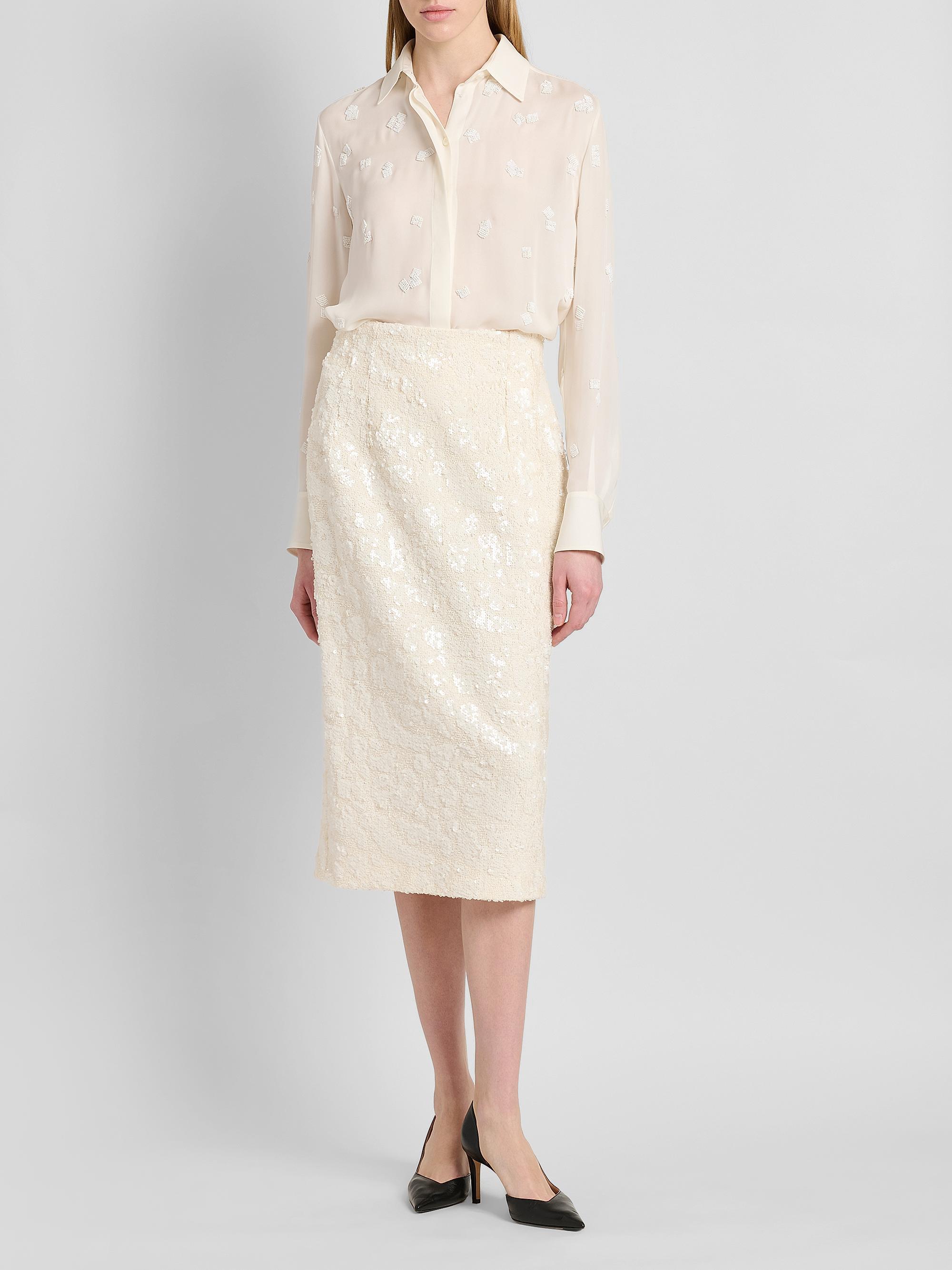 Kiton Women's Sequined Pencil Midi Skirt - White | Thumbnail 2