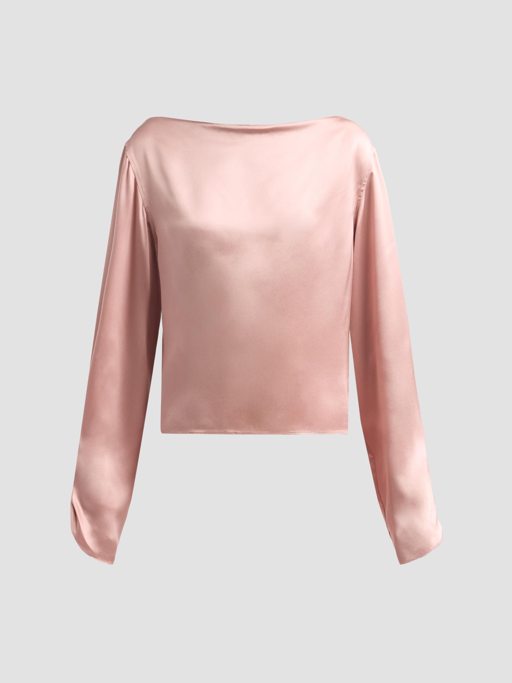 Prabal Gurung Women's Satin Silk Boatneck Blouse - Antique Rose - Size 4
