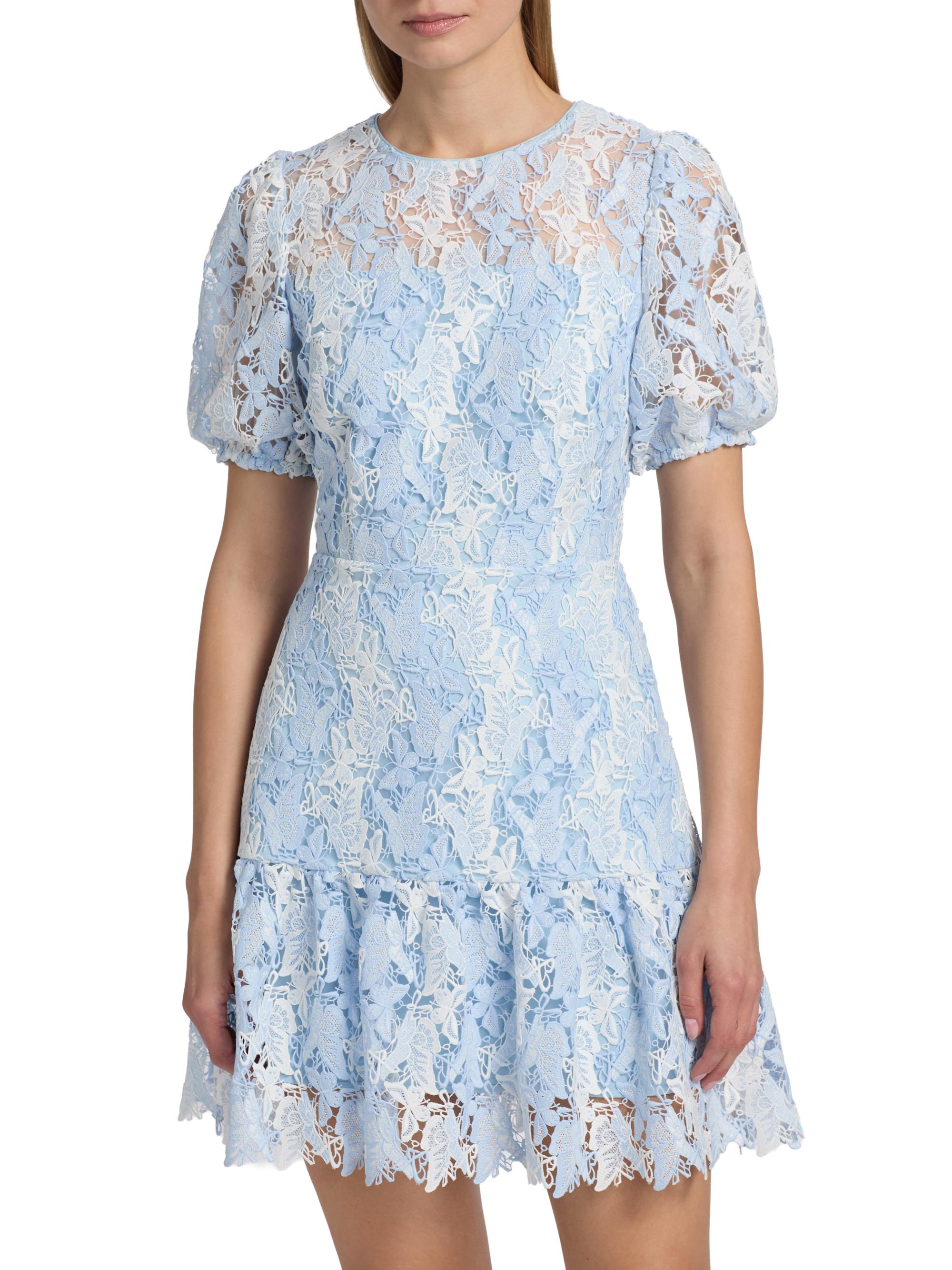 Milly Women's Yasmin Butterfly Lace Minidress - White Blue | Thumbnail 3