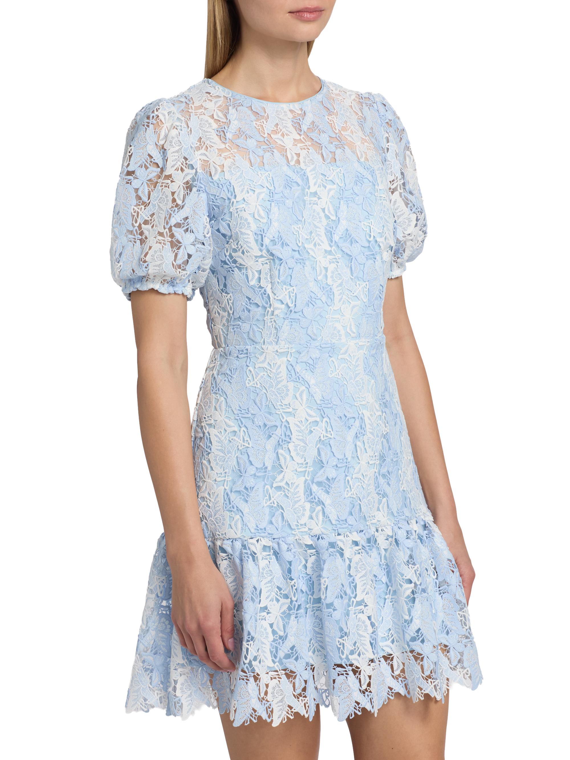 Milly Women's Yasmin Butterfly Lace Minidress - White Blue | Thumbnail 4