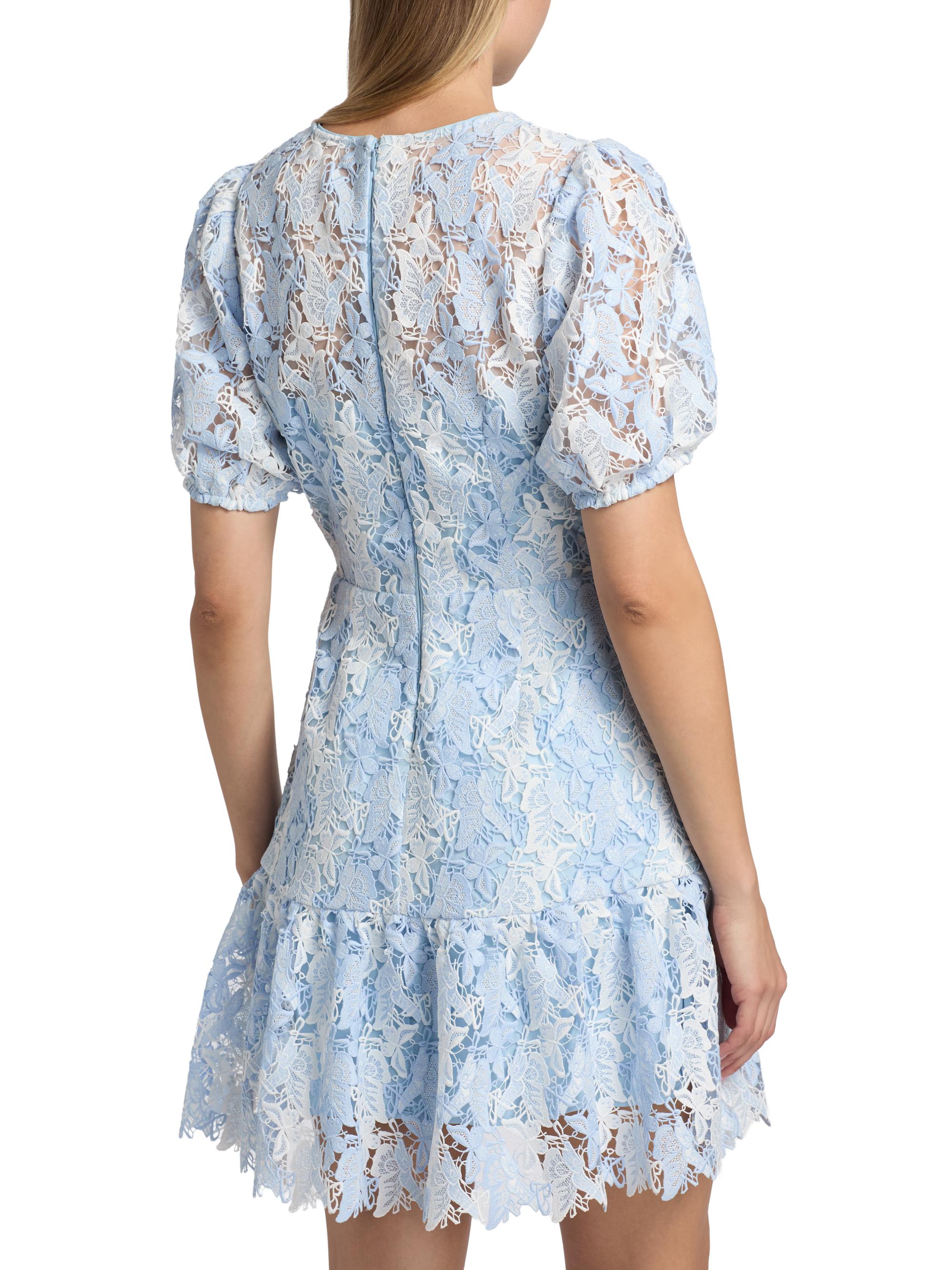 Milly Women's Yasmin Butterfly Lace Minidress - White Blue | Thumbnail 5