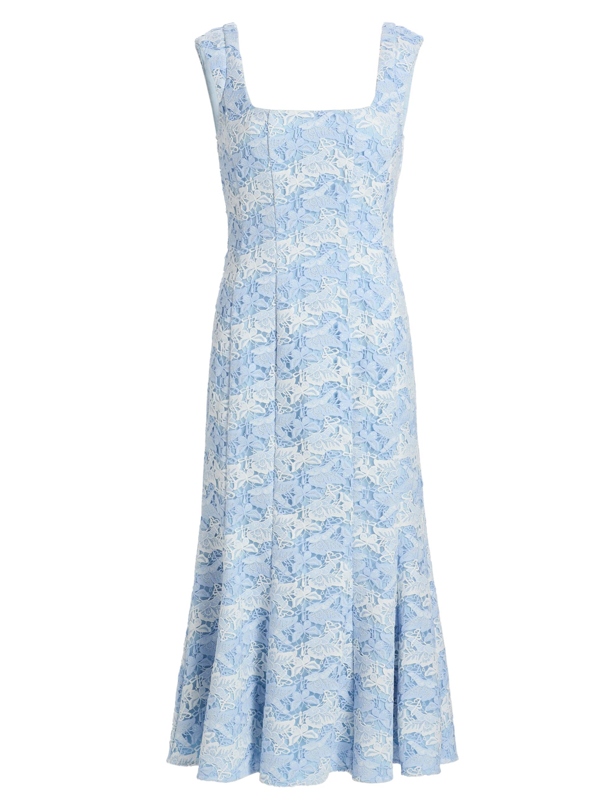Milly Women's Meg Butterfly Lace Midi-Dress - White Blue