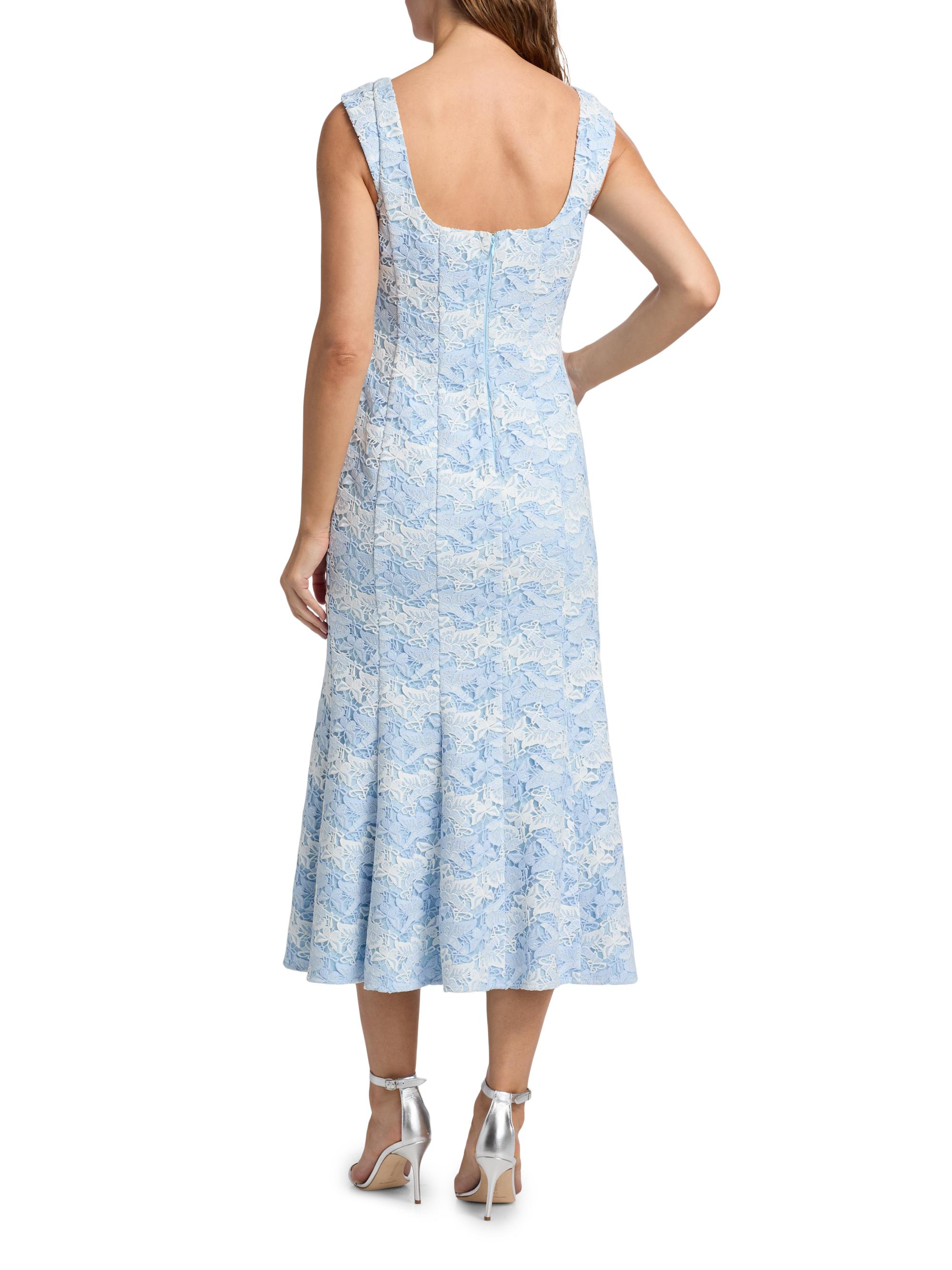 Milly Women's Meg Butterfly Lace Midi-Dress - White Blue | Thumbnail 5