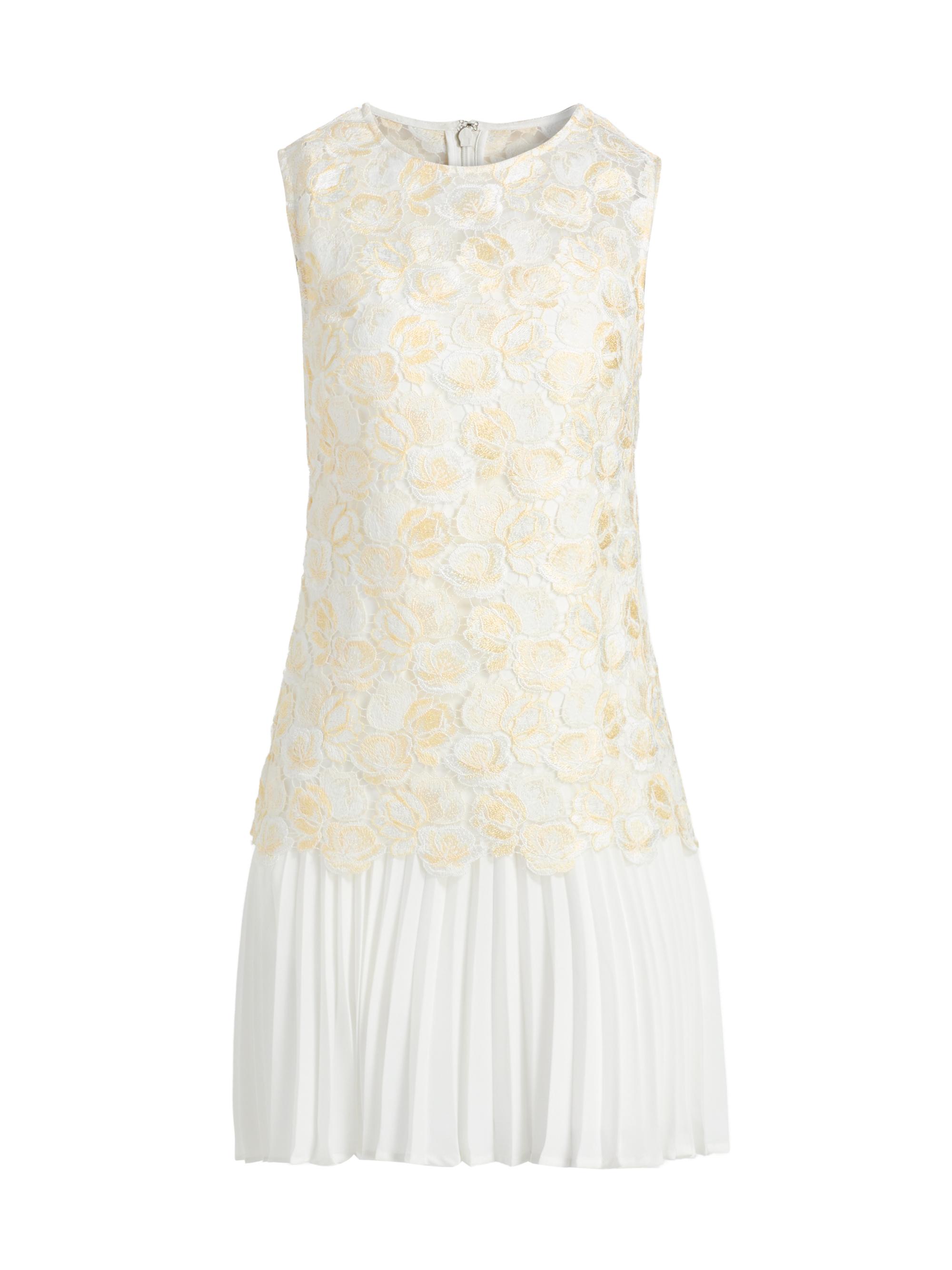 Milly Women's Maggie Embroidered Pleated Minidress - Ecru