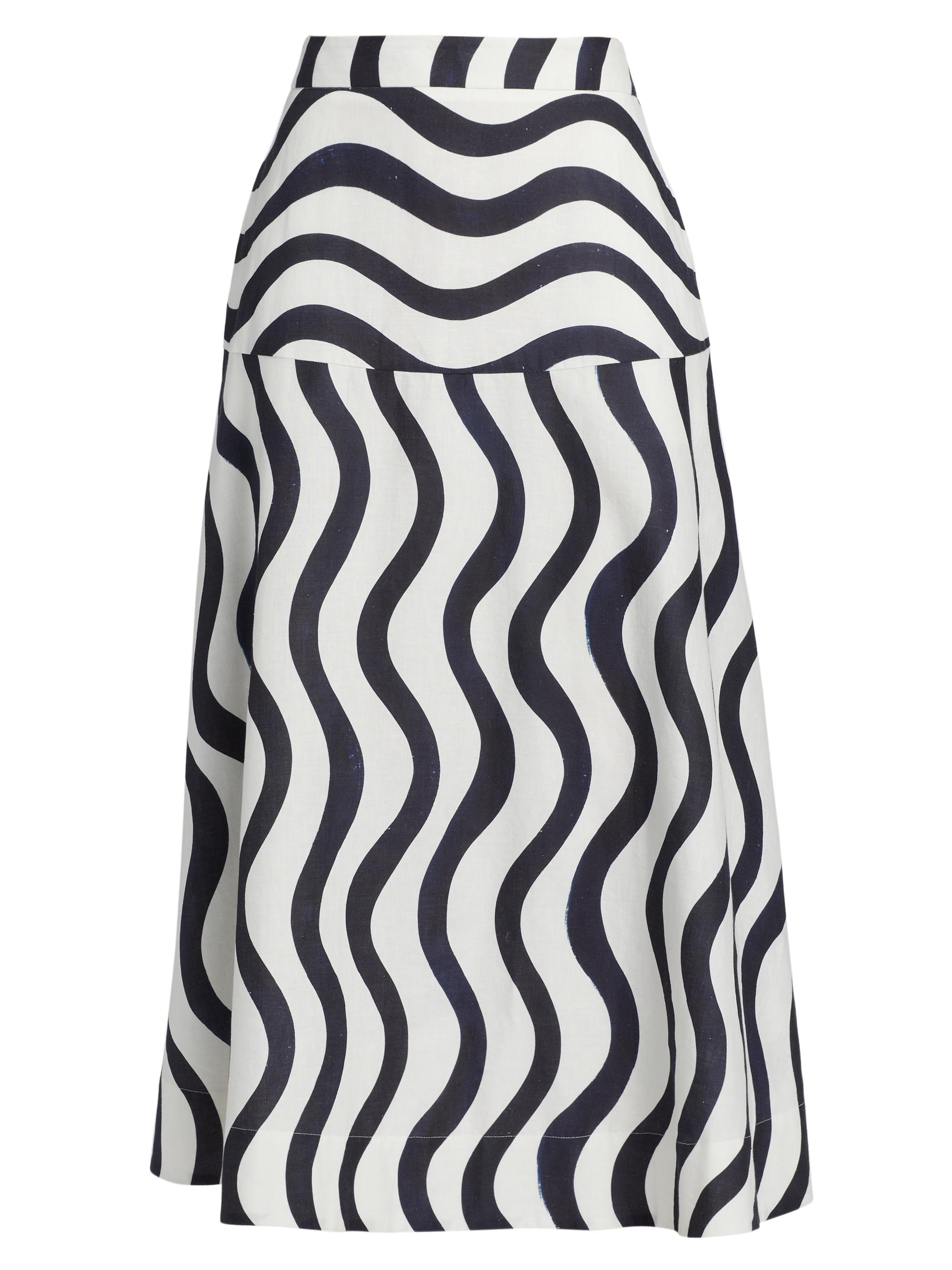 Milly Women's Lona Printed Midi-Skirt - Navy White