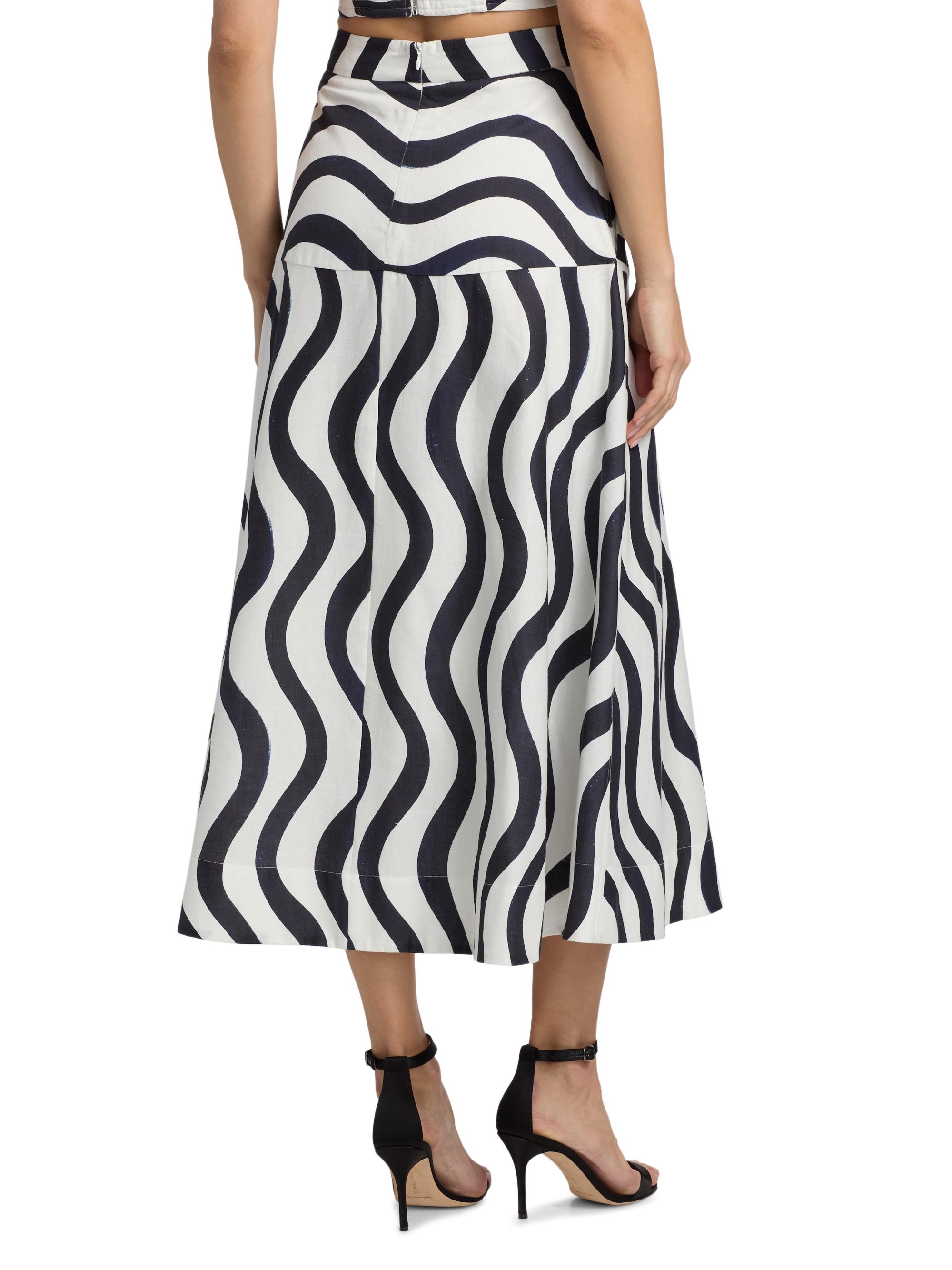 Milly Women's Lona Printed Midi-Skirt - Navy White | Thumbnail 5