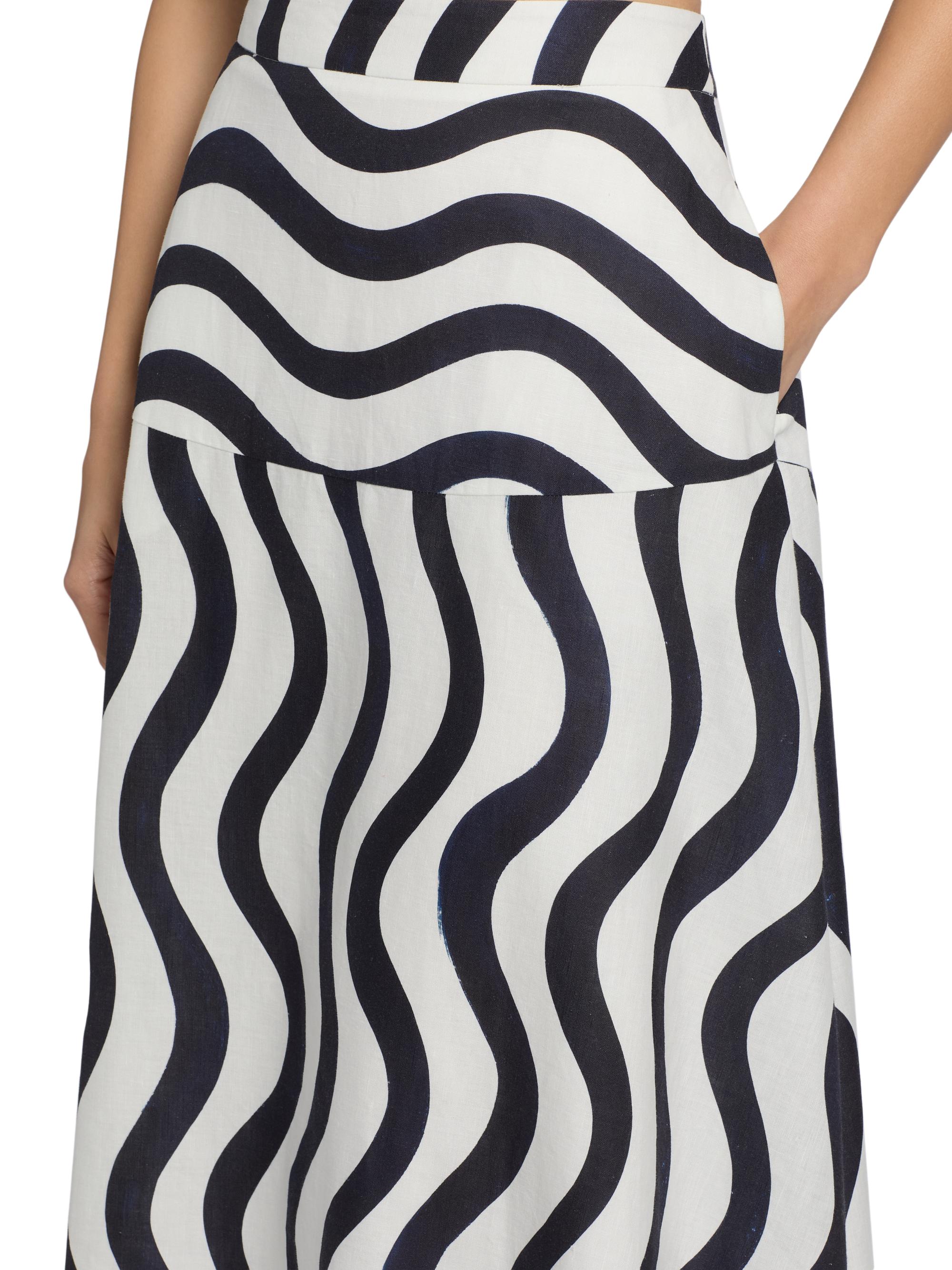 Milly Women's Lona Printed Midi-Skirt - Navy White | Thumbnail 6