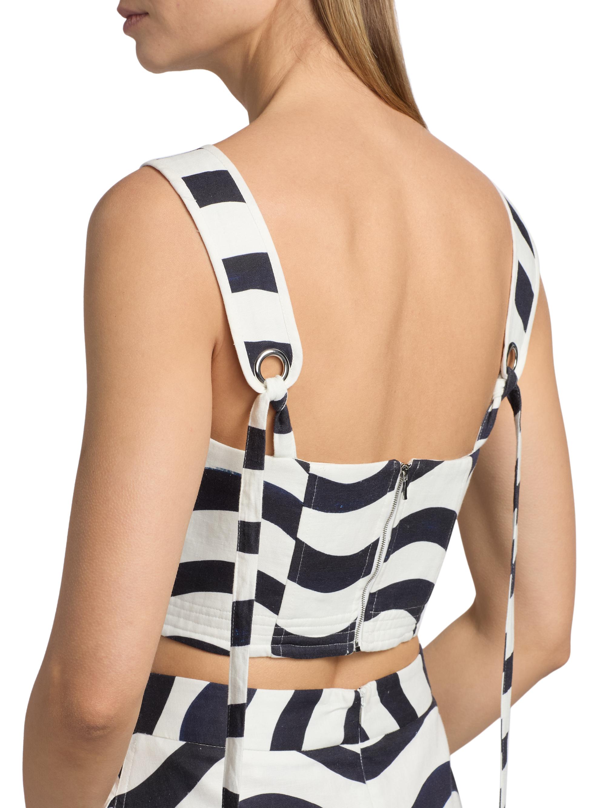 Milly Women's Lenox Printed Crop Top - Navy White | Thumbnail 6