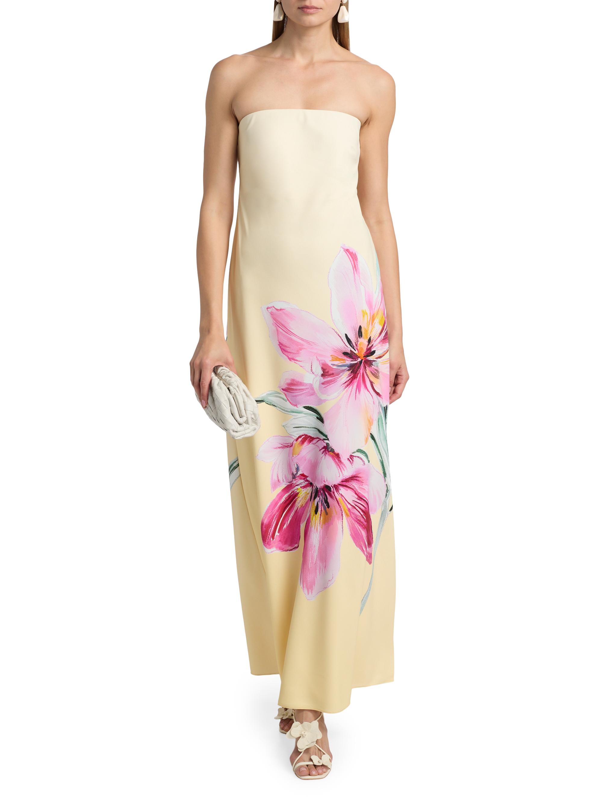 Milly Women's Vera Printed Strapless Maxi Dress - Pale Yellow Pink | Thumbnail 3