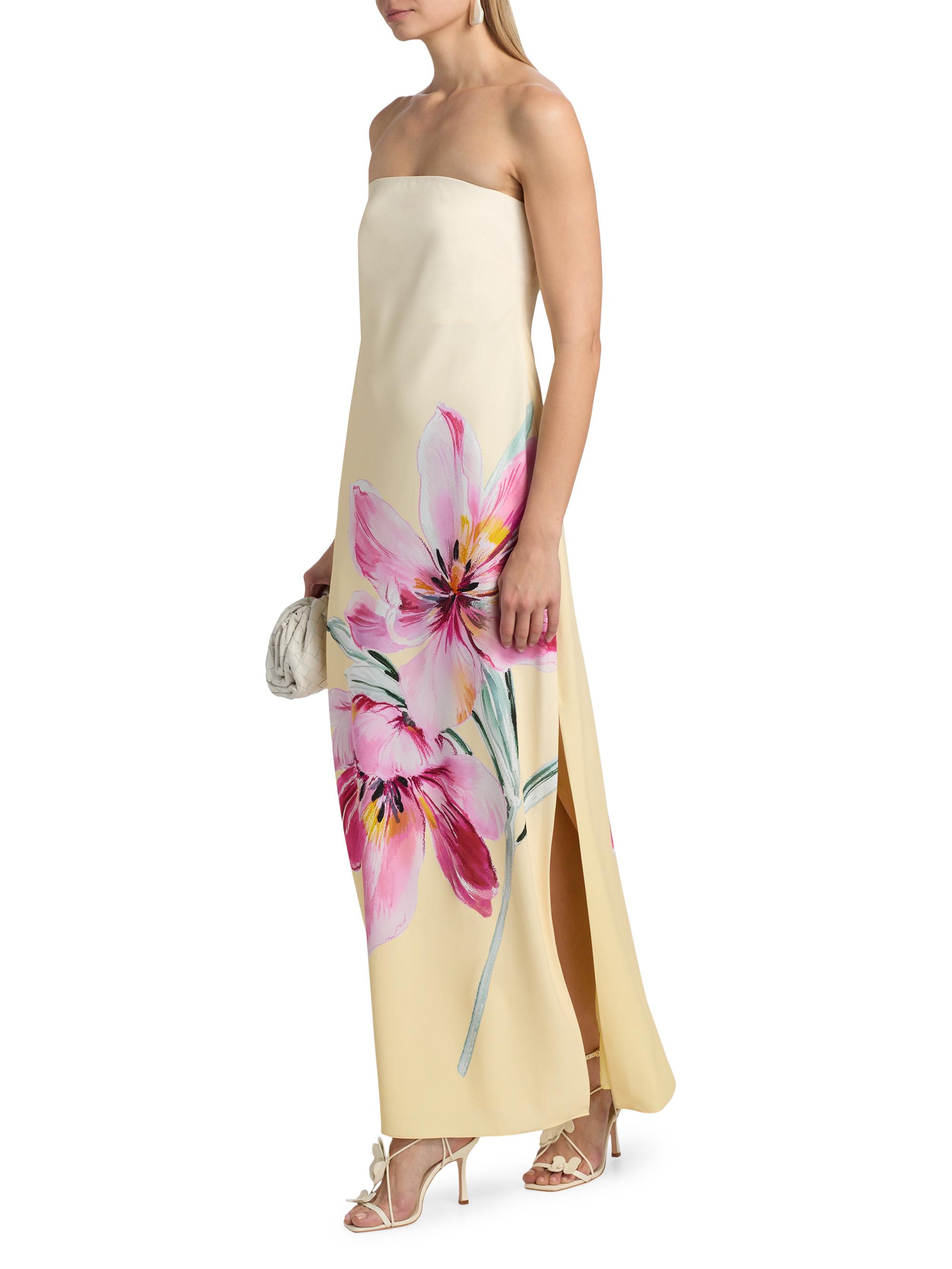 Milly Women's Vera Printed Strapless Maxi Dress - Pale Yellow Pink | Thumbnail 4
