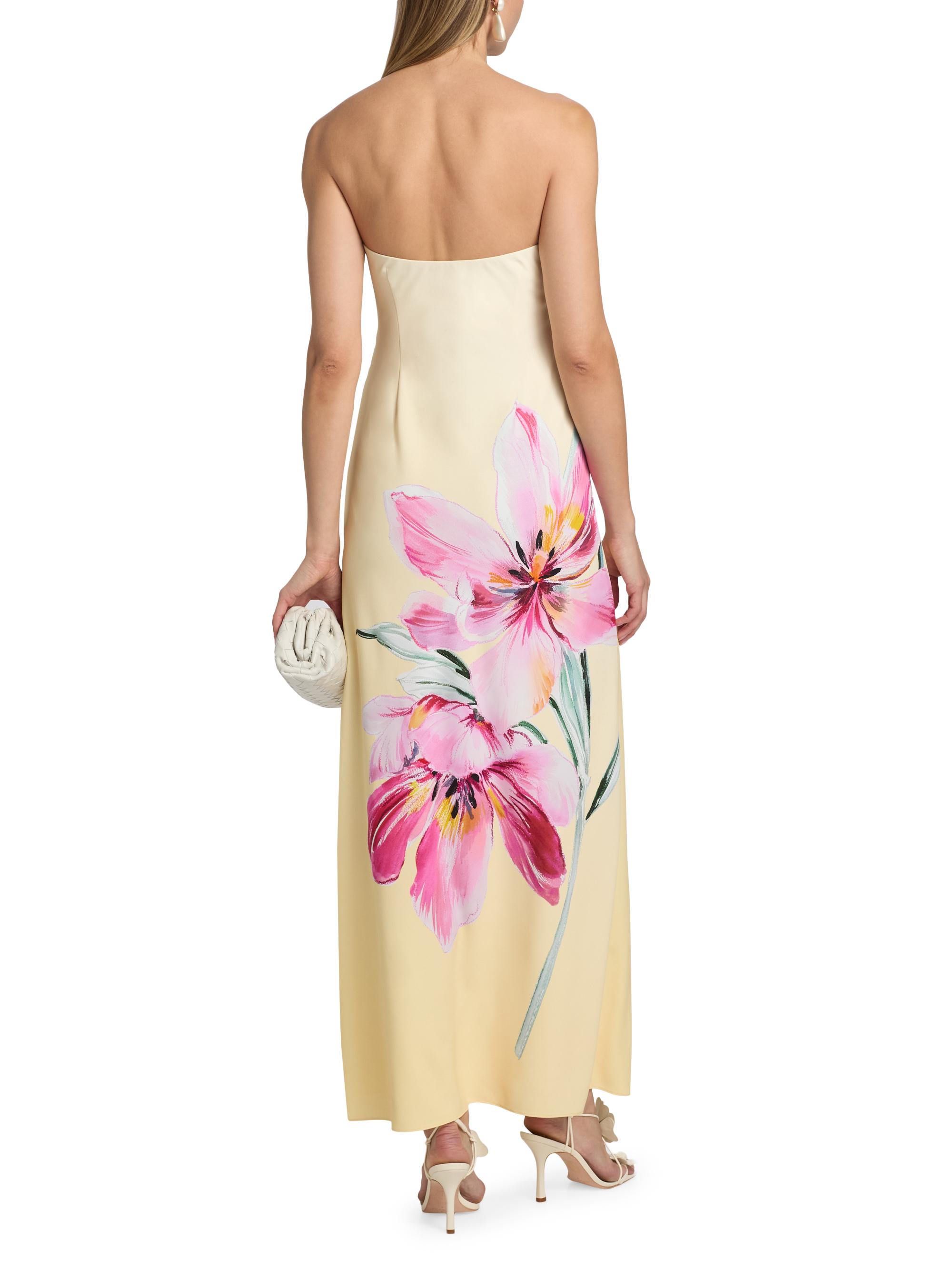 Milly Women's Vera Printed Strapless Maxi Dress - Pale Yellow Pink | Thumbnail 5
